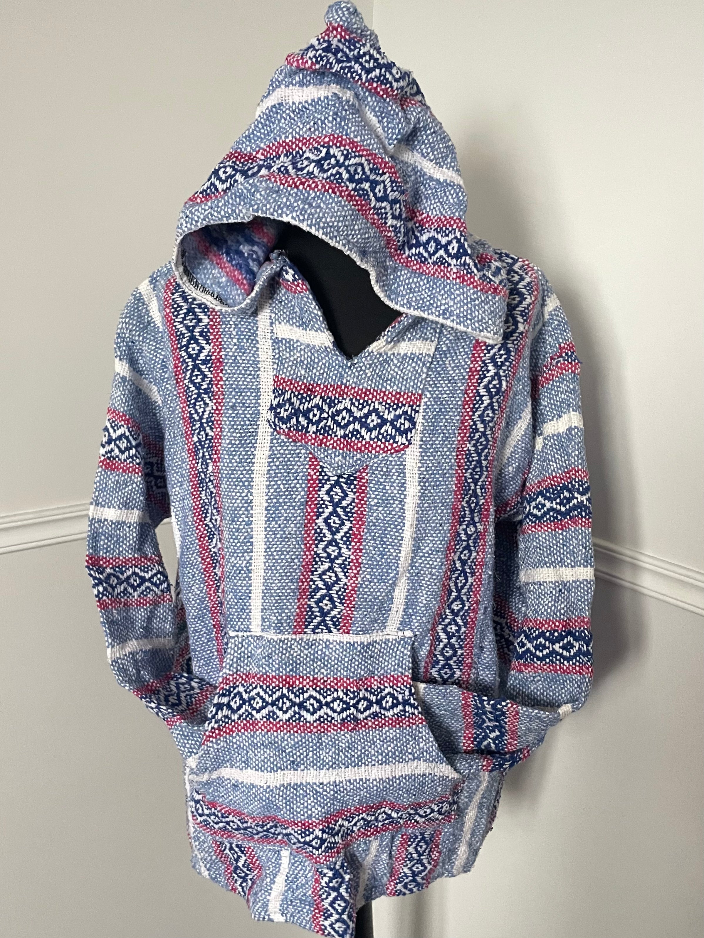 Light Blue/Pink Stripe Baja Hoodie, XL