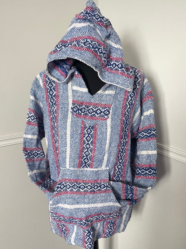Light Blue/Pink Stripe Baja Hoodie, XL