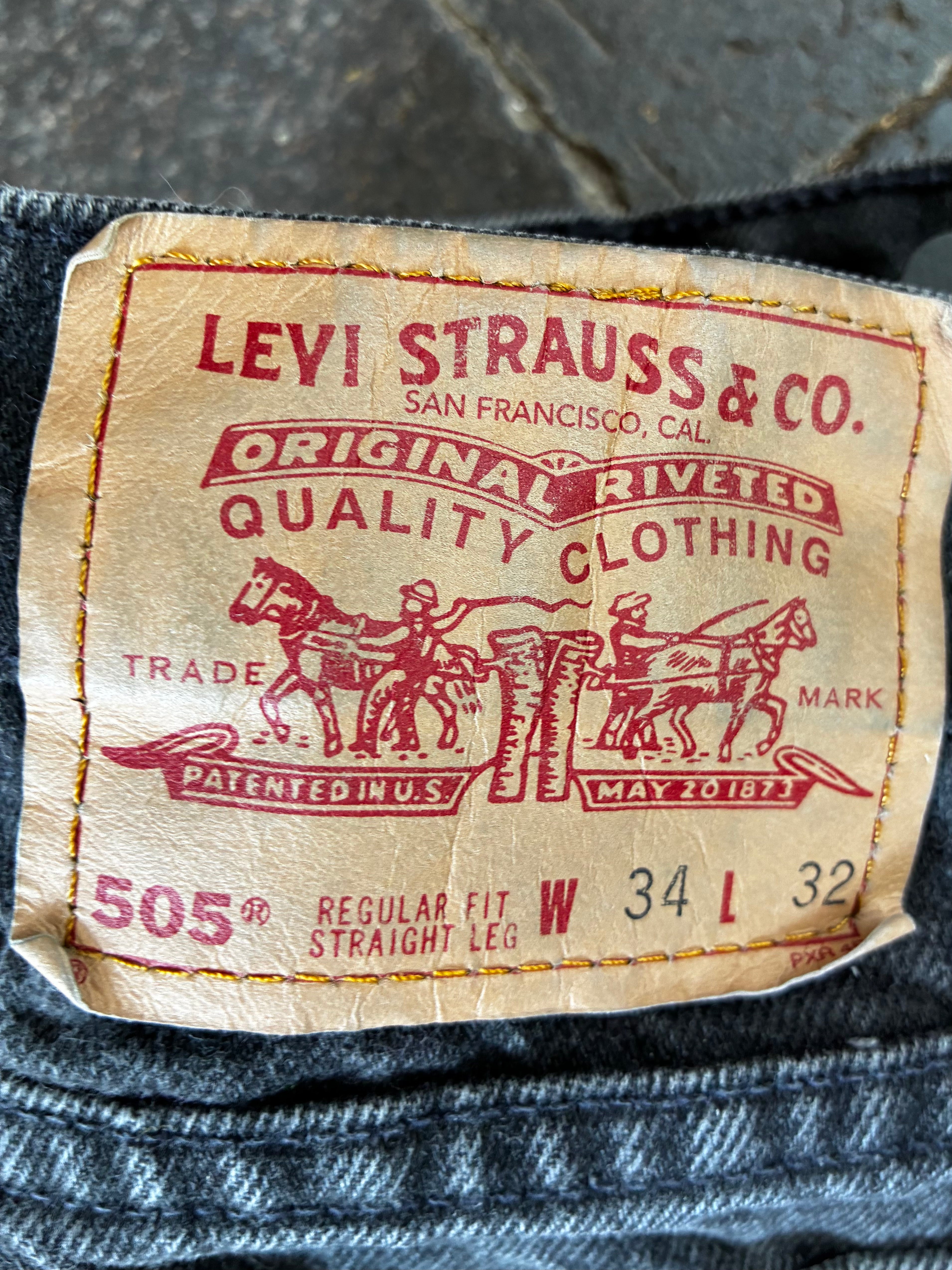 Vintage Levi's 505, Black, Label - W34, L32, Actual Size - W32, L32