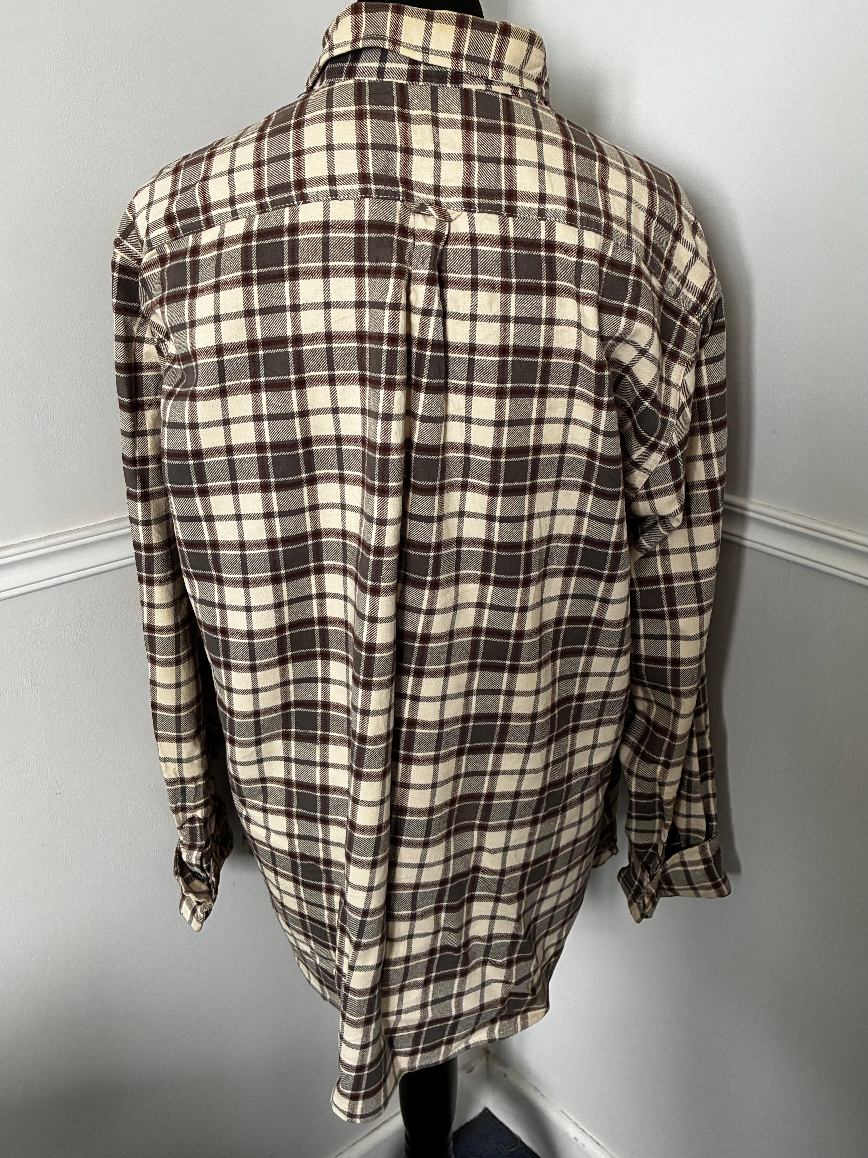 Thick Beige Checked Flannel, XXL