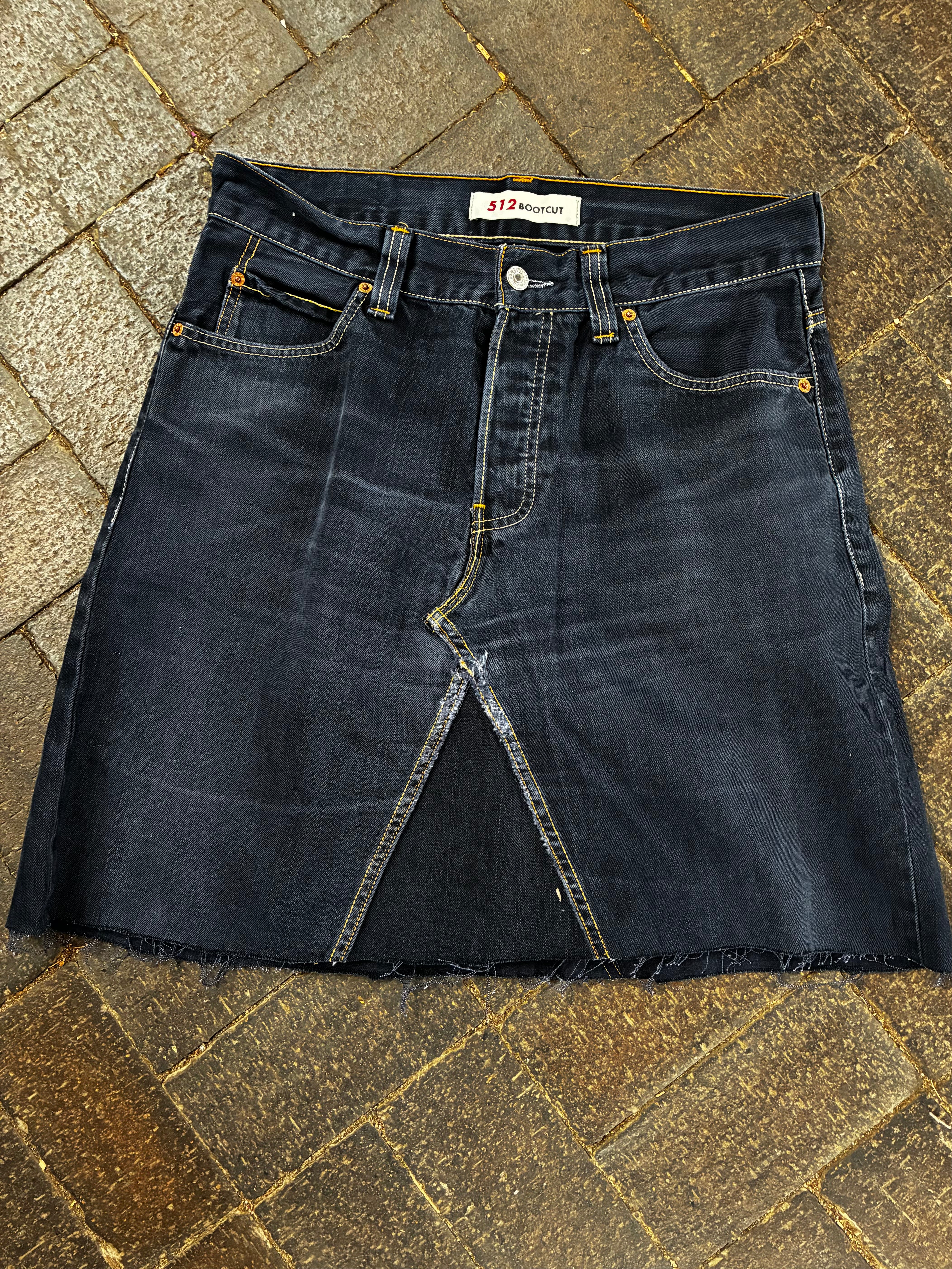 Vintage Up-cycled Levi's 512 Skirt, Dark Blue, Size 14