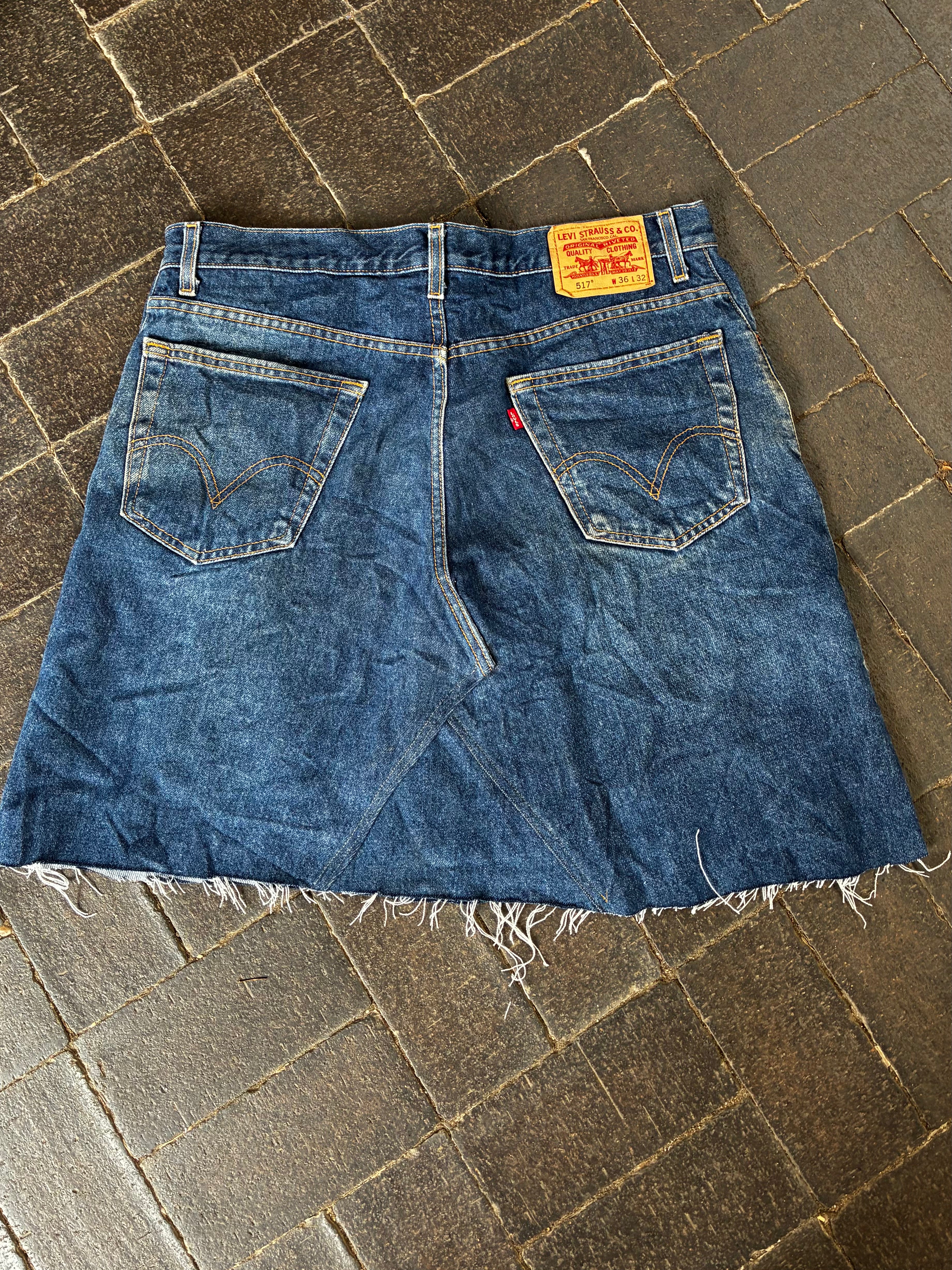 Vintage Up-cycled Levi's 517 Skirt, Dark Blue, Size 14-16