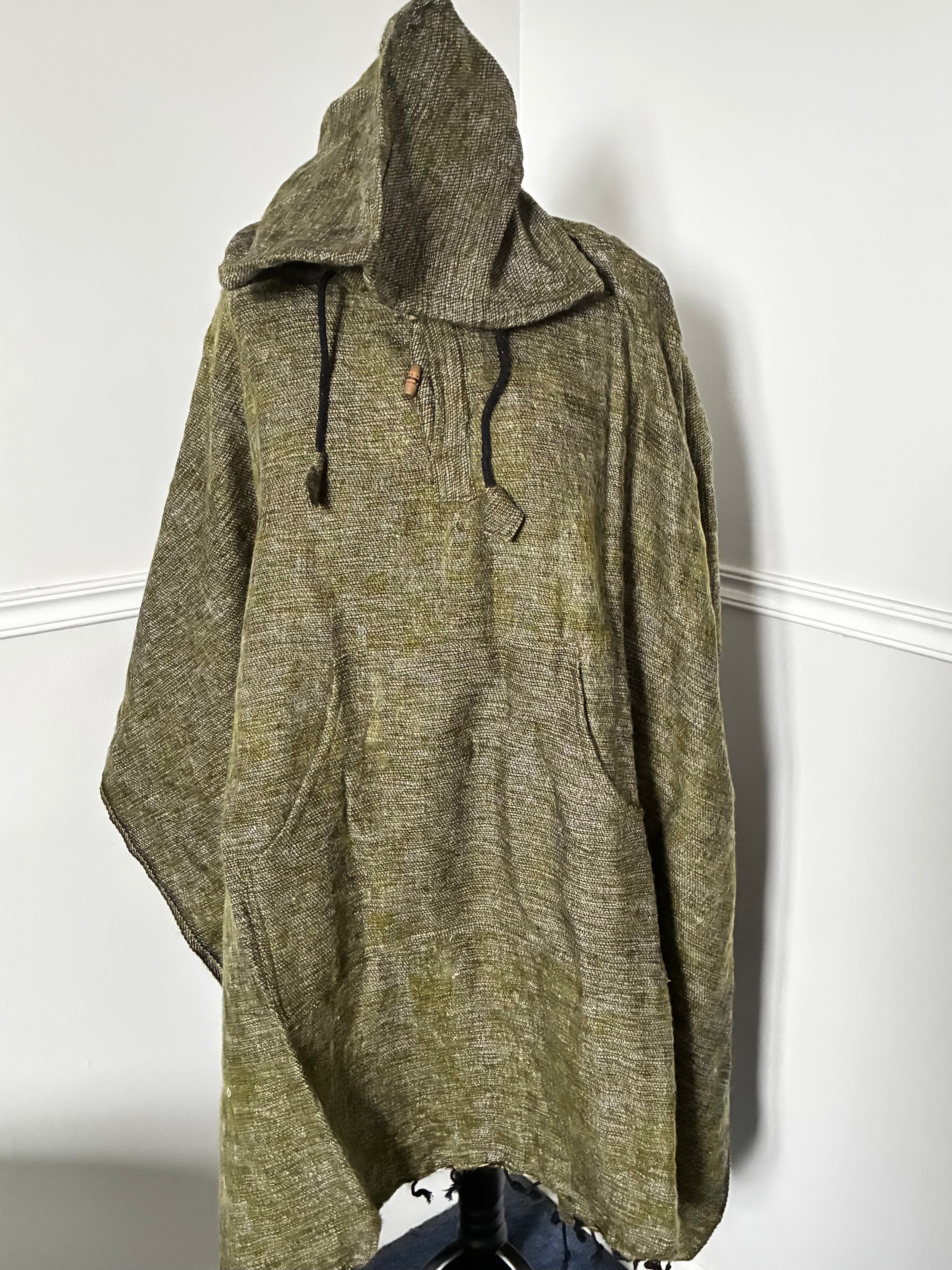 Extra Large Green 100% Wool Poncho
