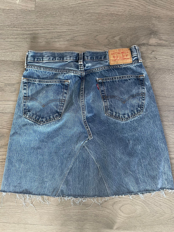Vintage Up-cycled Levi's 505 Skirt, Blue, Waist 34" Length 20"