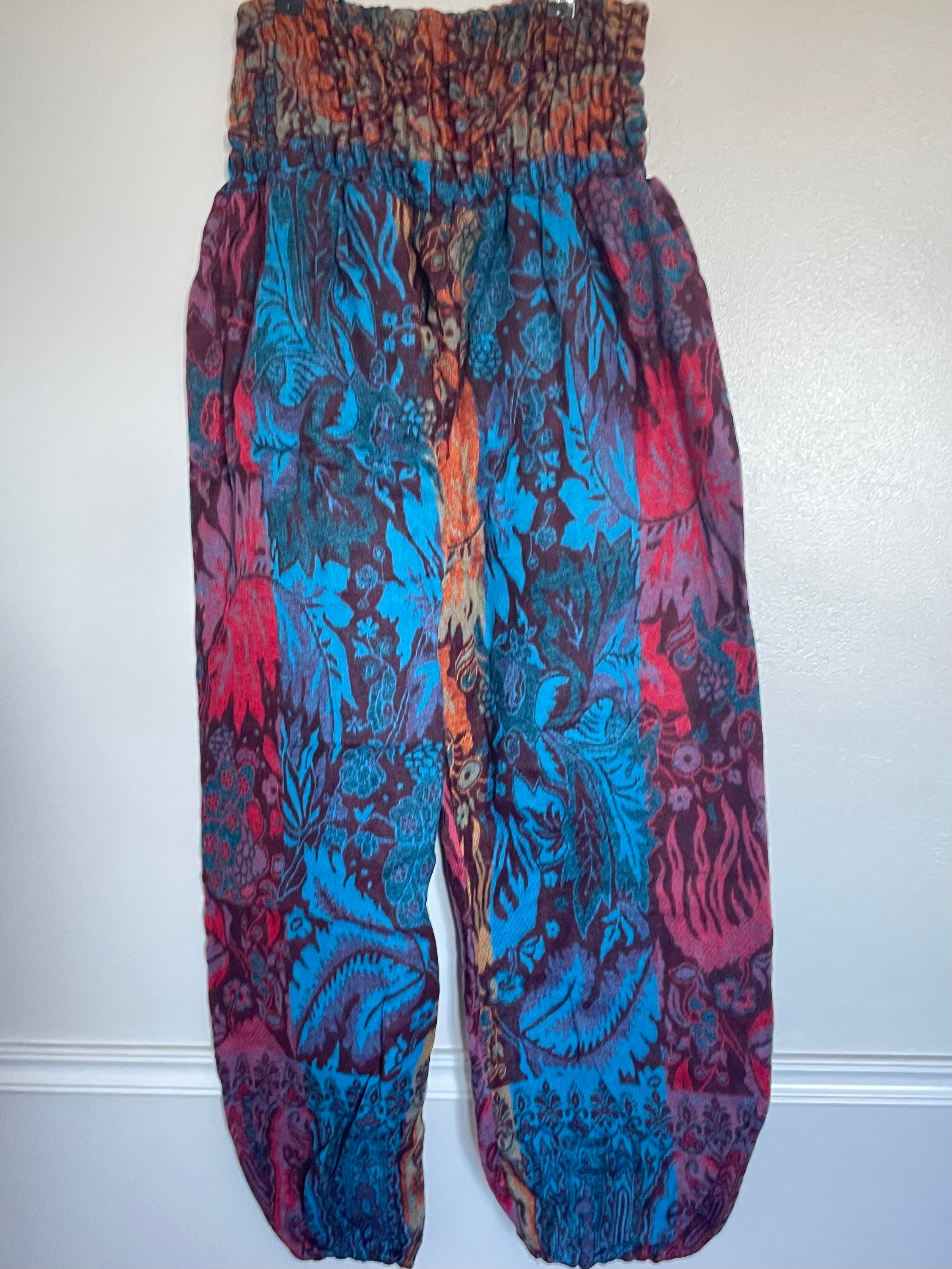 Snuggly Red/Blue Paisley Cashmelon Trousers, 24-46” Waist