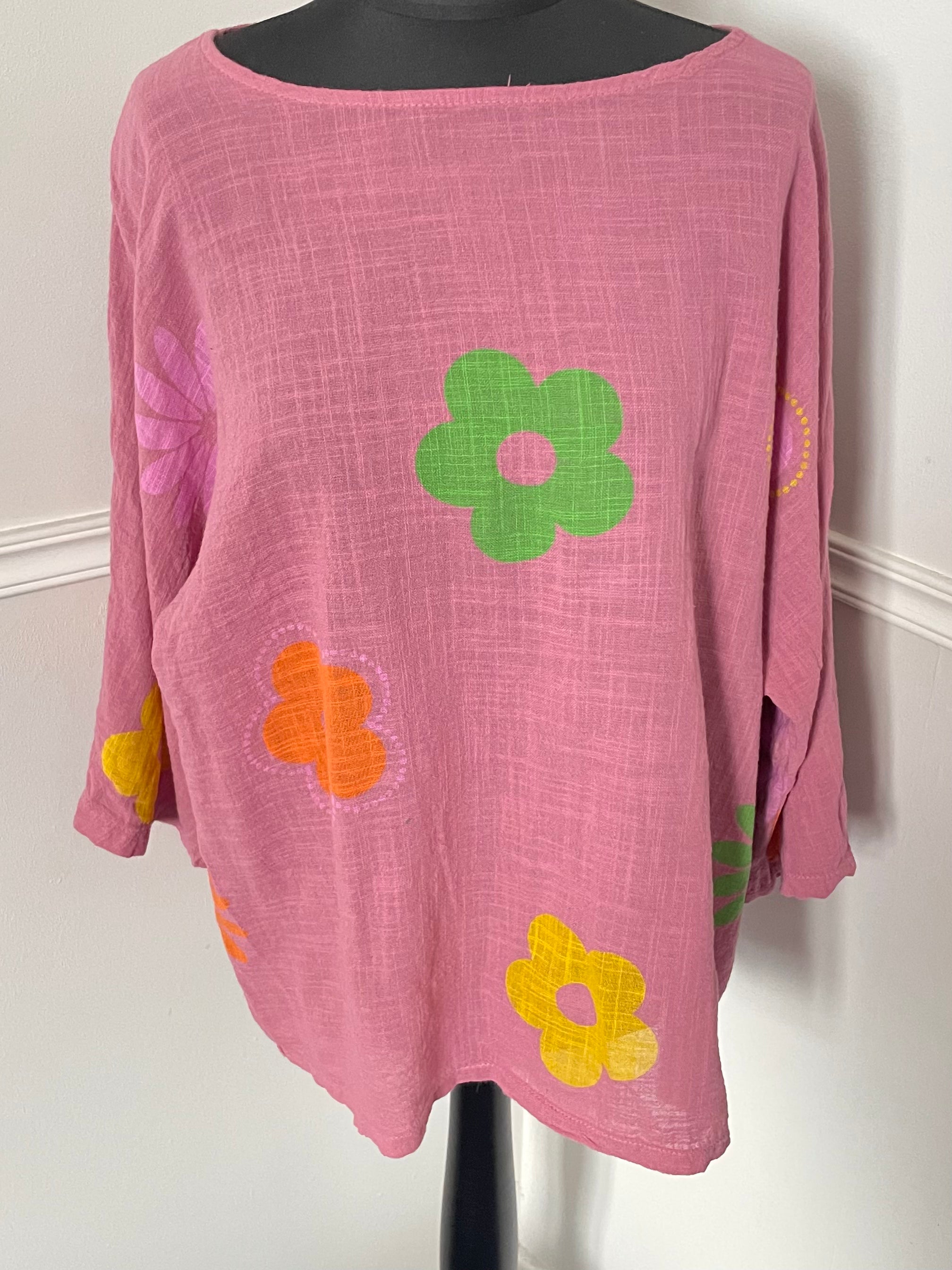 Dusky Pink Hippy Floaty Flower Top