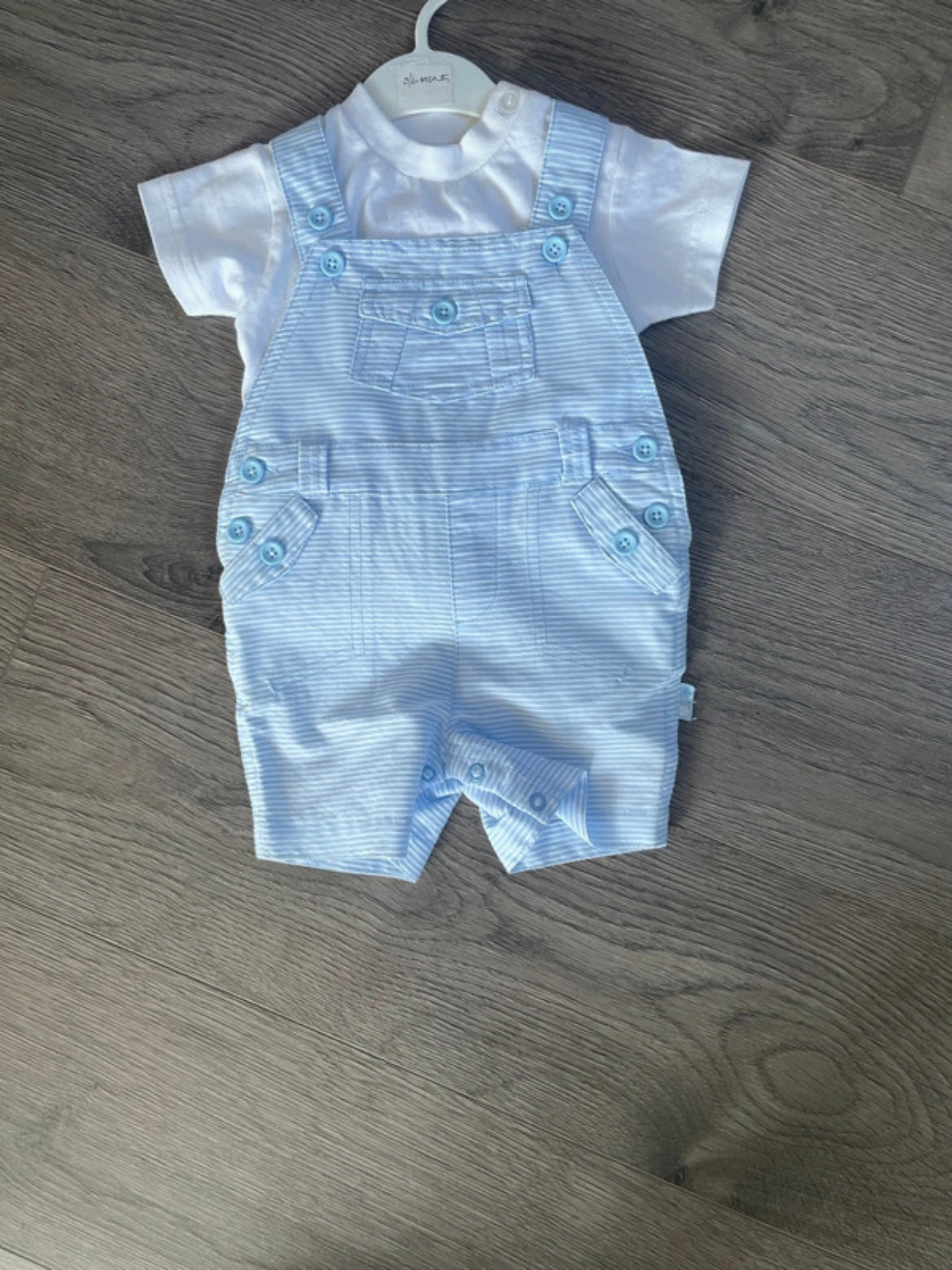 Stripey dungarees with t-shirt (3-6 mths)