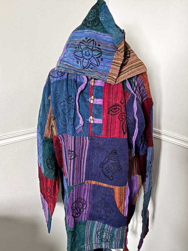 Patchwork Multi Hooded Shirt, XXL