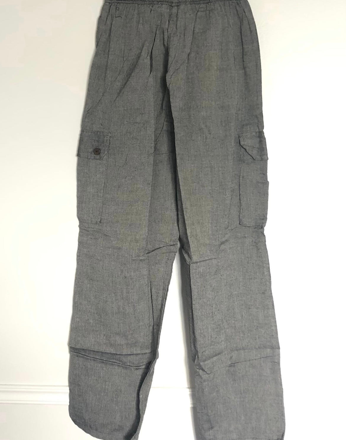 Grey Cotton Cargo Trousers, L