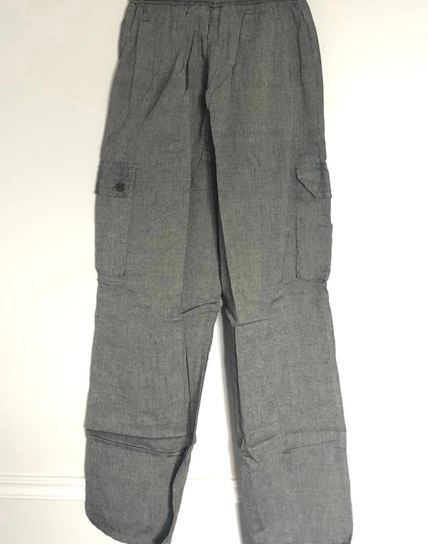 Grey Cotton Cargo Trousers, XL