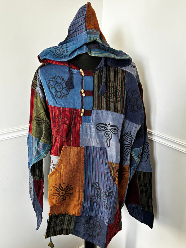 Patchwork Multi Hooded Shirt, XXL