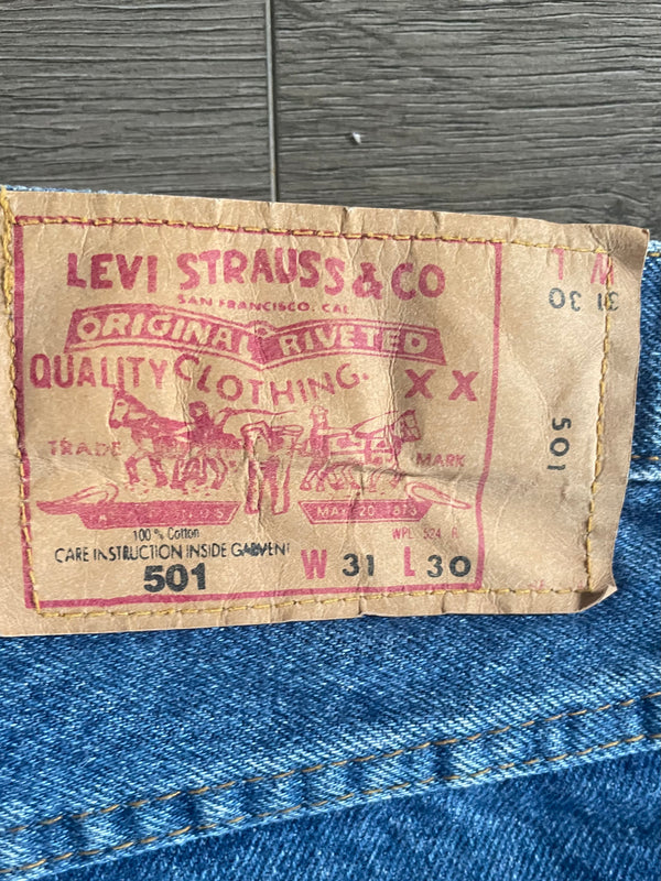 Vintage Levi's 501, Blue, Label - W31, L30, Actual Size - W31, L33