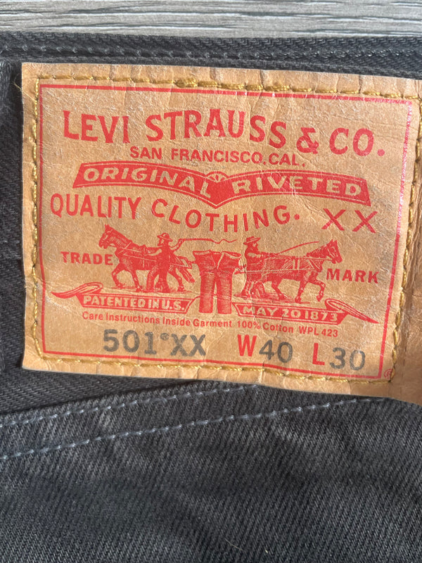 Vintage Levi's 501, Black, Label - W40, L30, Actual Size - W40, L26