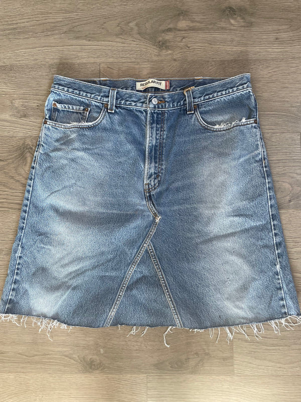 Vintage Up-cycled Levi's 505 Skirt, Blue, Waist 40" Length 23"