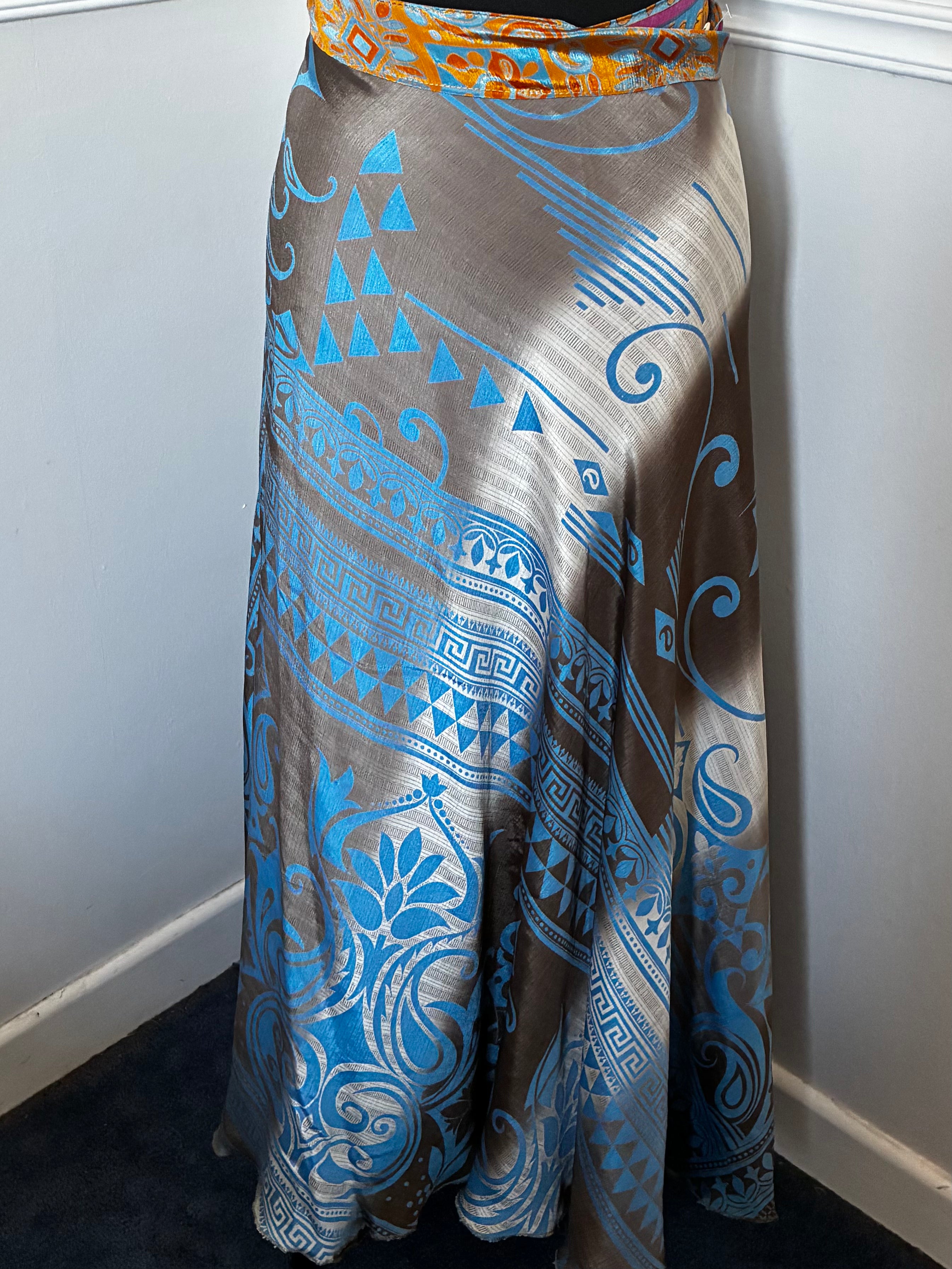 Recycled Saree Reversible Wrap Skirt