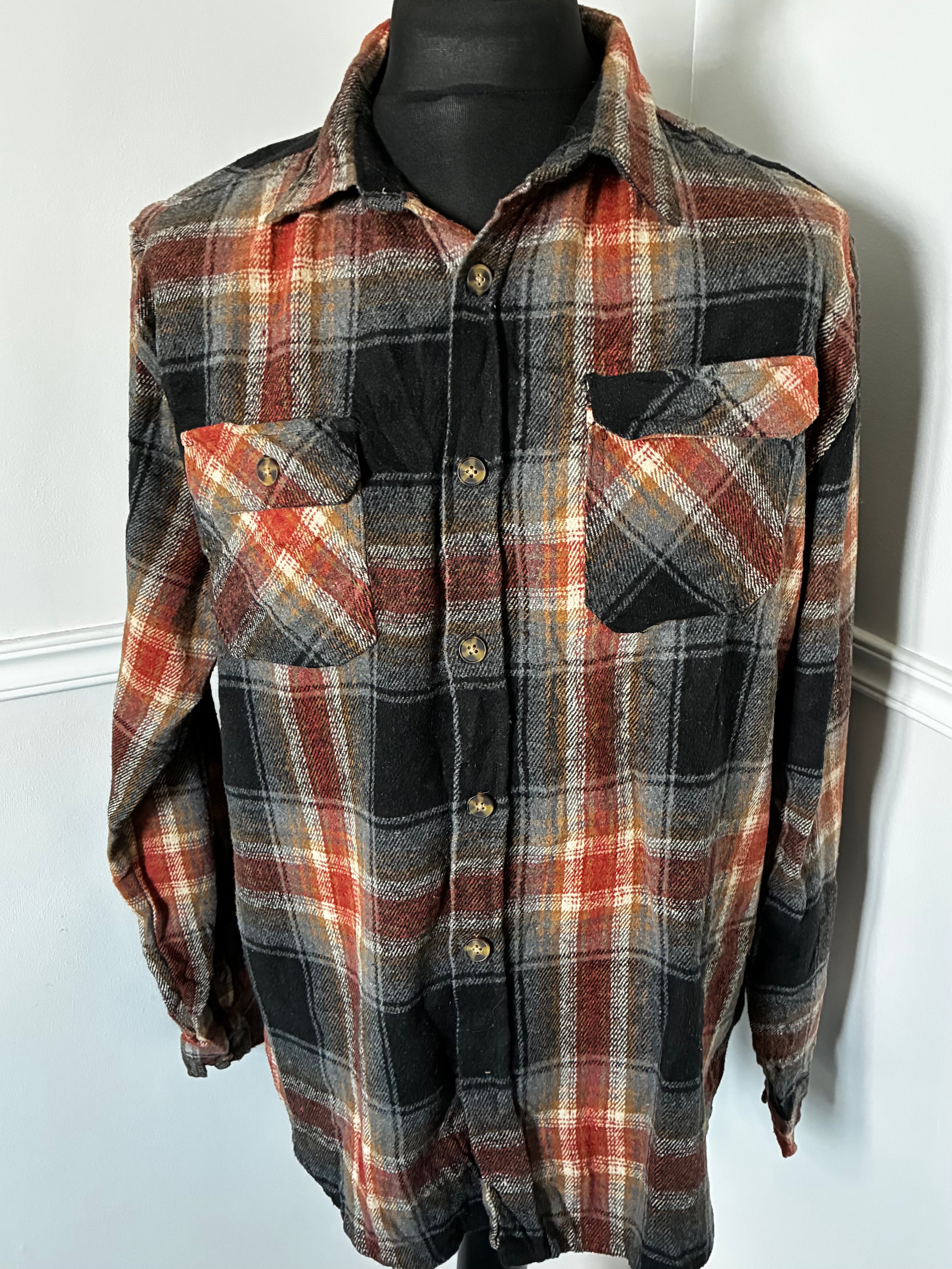 Thick Black/Orange Checked Flannel, L