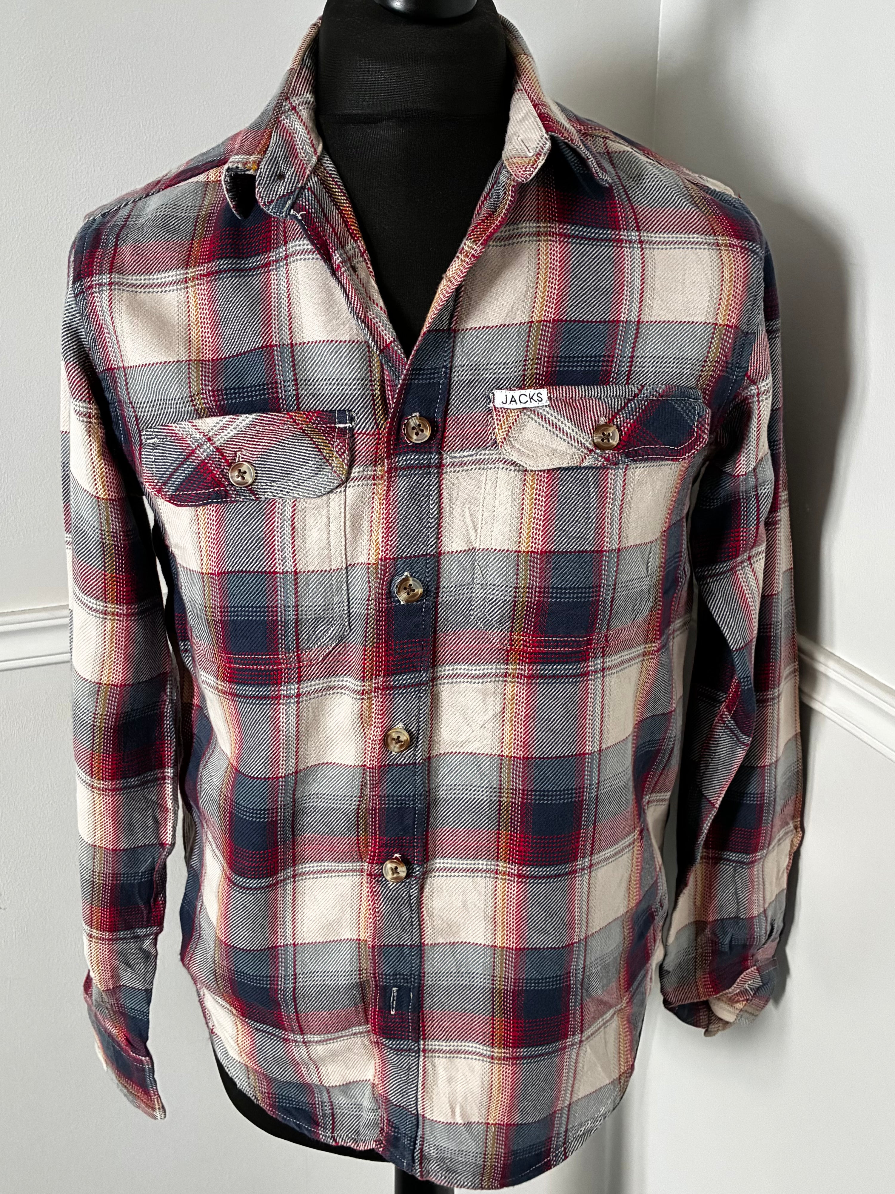 Thick Red/White/Blue Checked Flannel, S