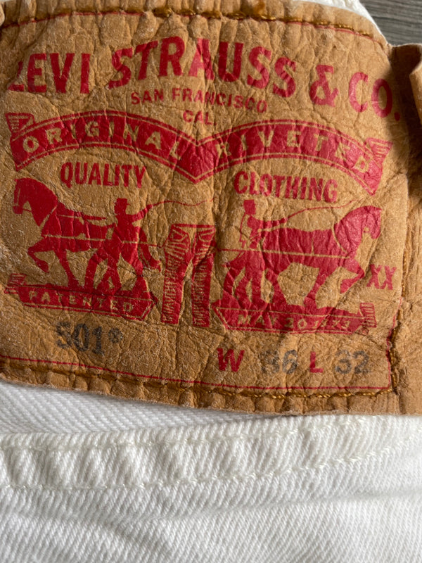 Vintage Levi's 501, White, Label - W36, L32, Actual Size - W37, L33