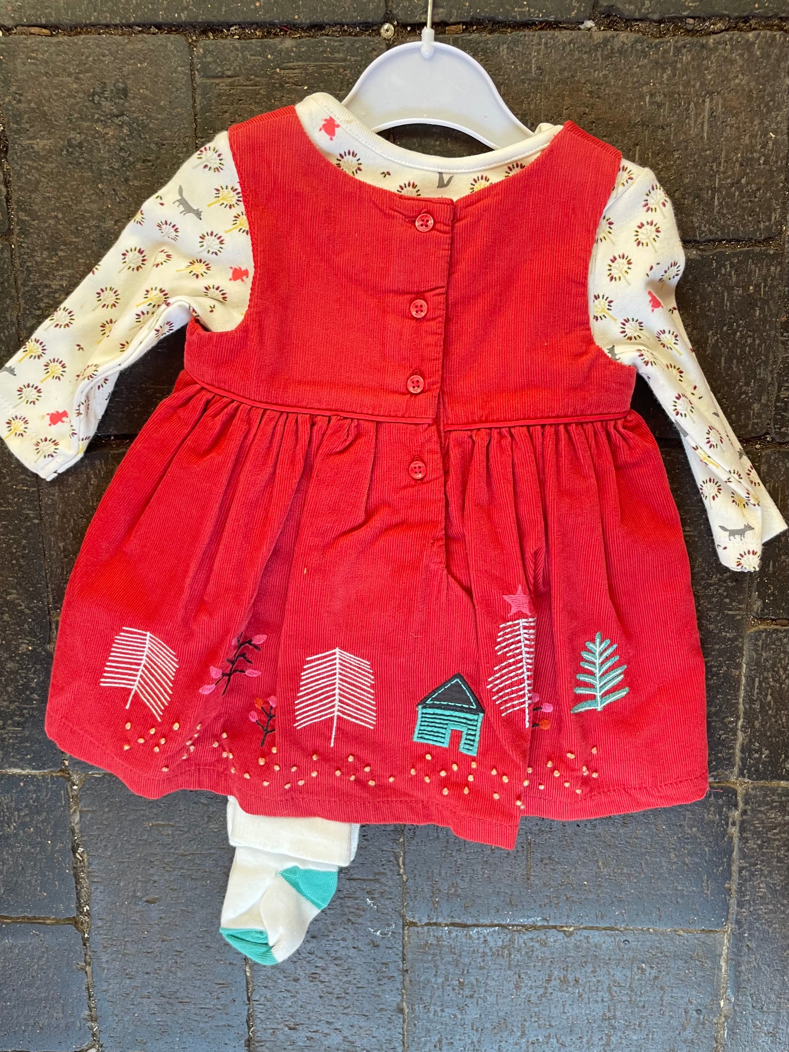 3 piece Red Christmas Dress Set (3-6 mths)