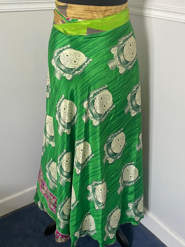 Recycled Saree Reversible Wrap Skirt