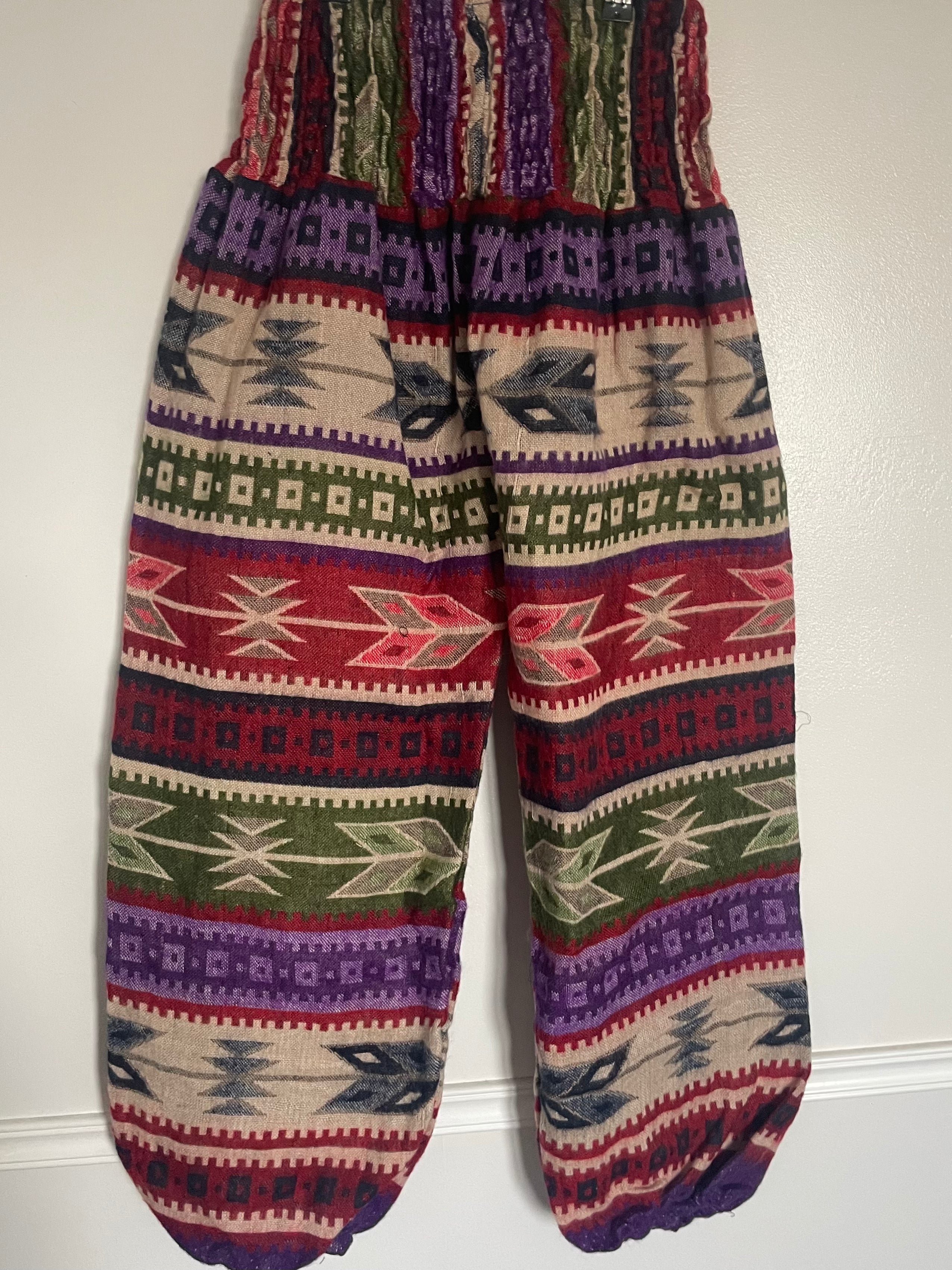 Snuggly Purple/Red Aztec Cashmelon Trousers, 26-49” Waist