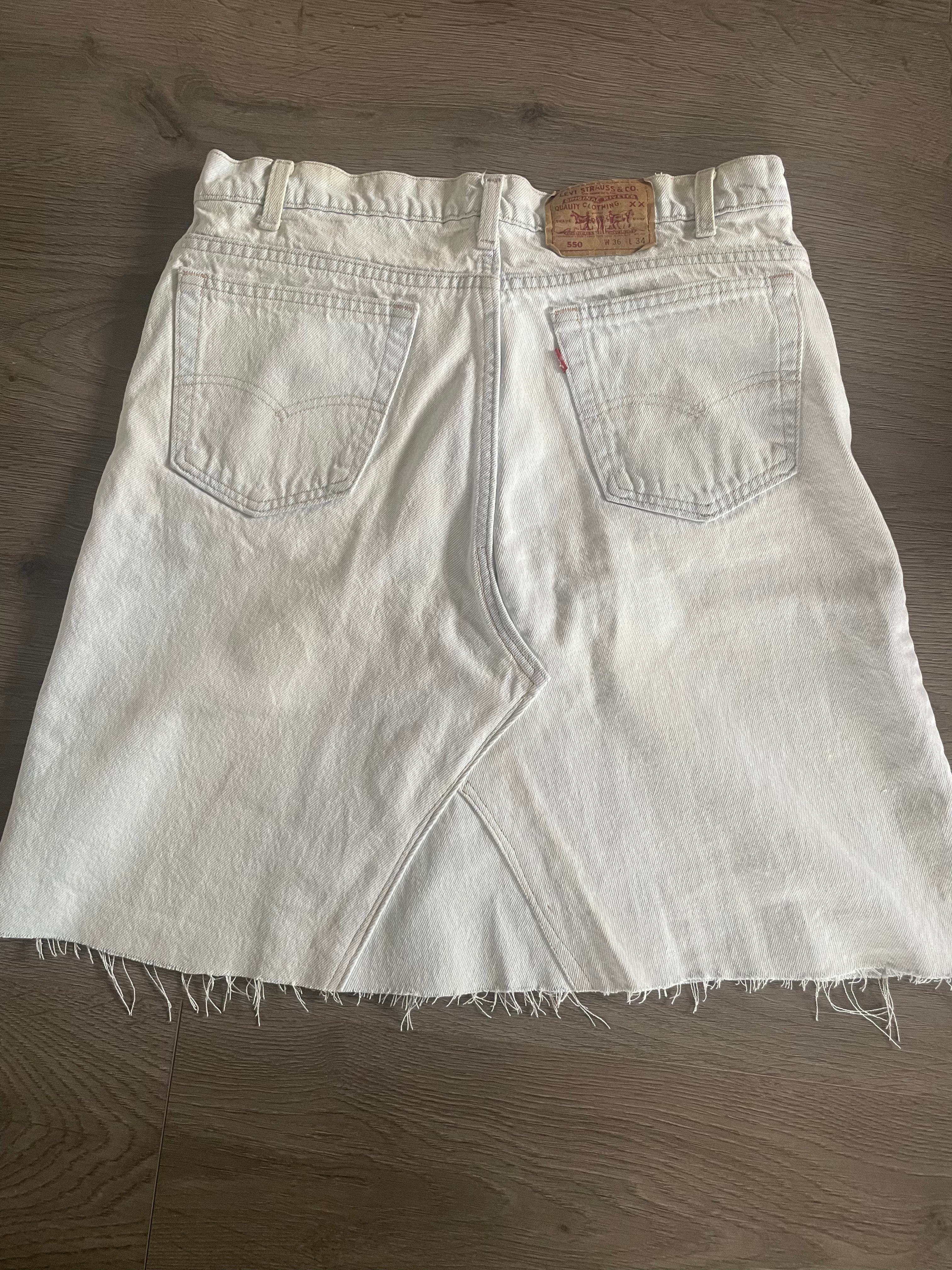 Vintage Up-cycled Levi's 550 Skirt, Faded, Waist 36" Length 23"