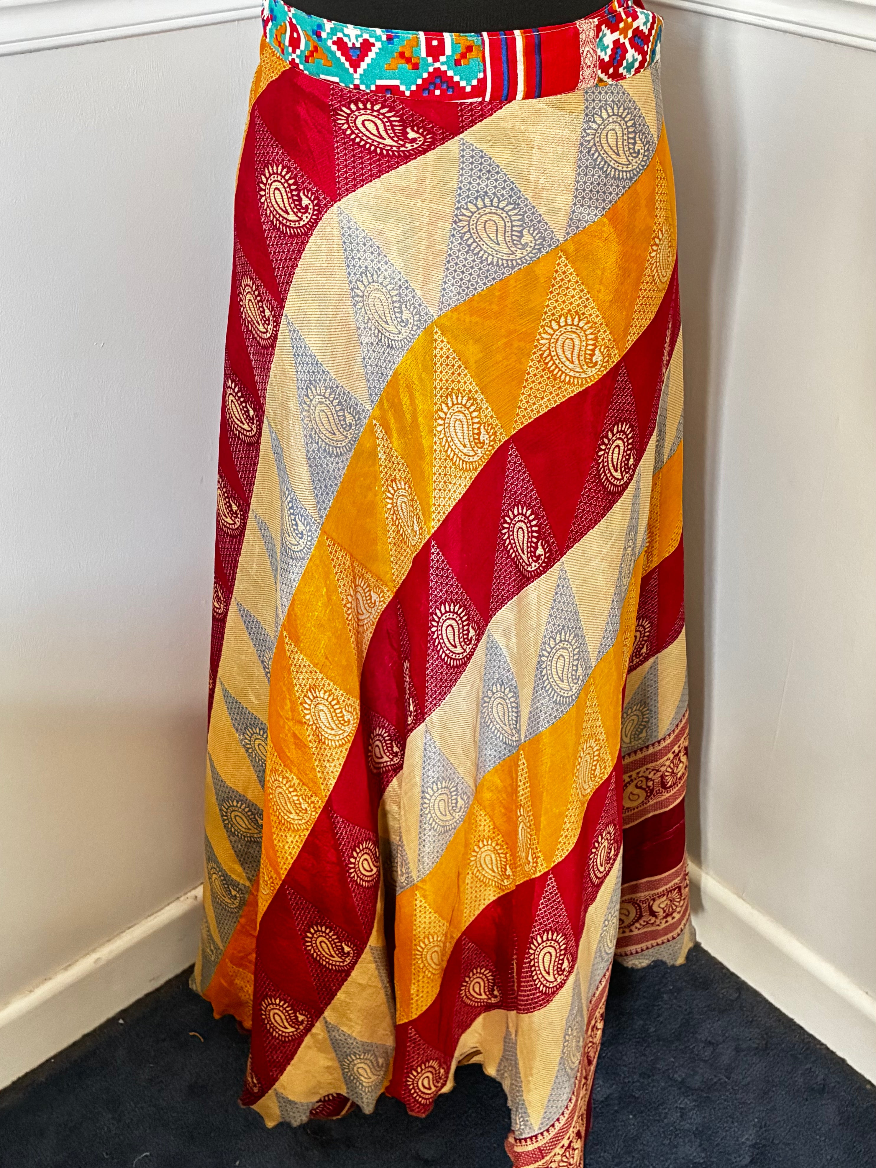 Recycled Saree Reversible Wrap Skirt