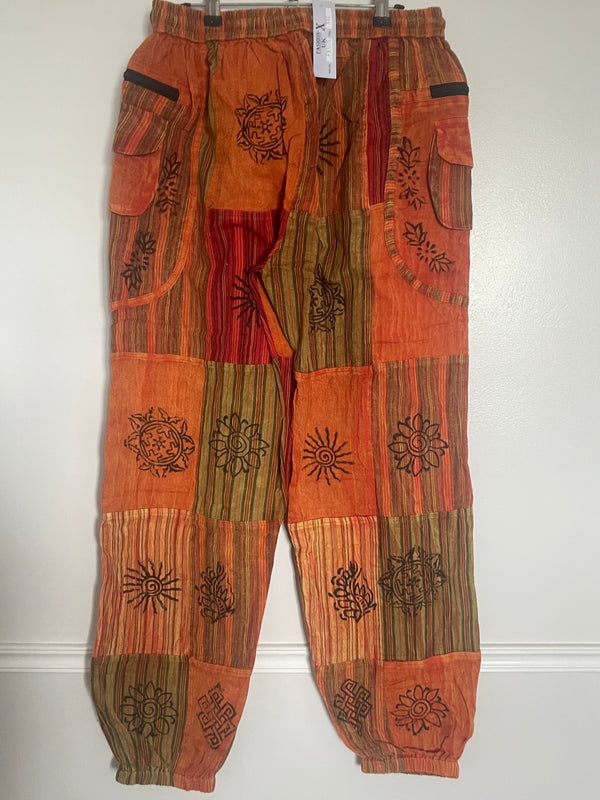 Patchwork Zip Pocket Trousers, S/M