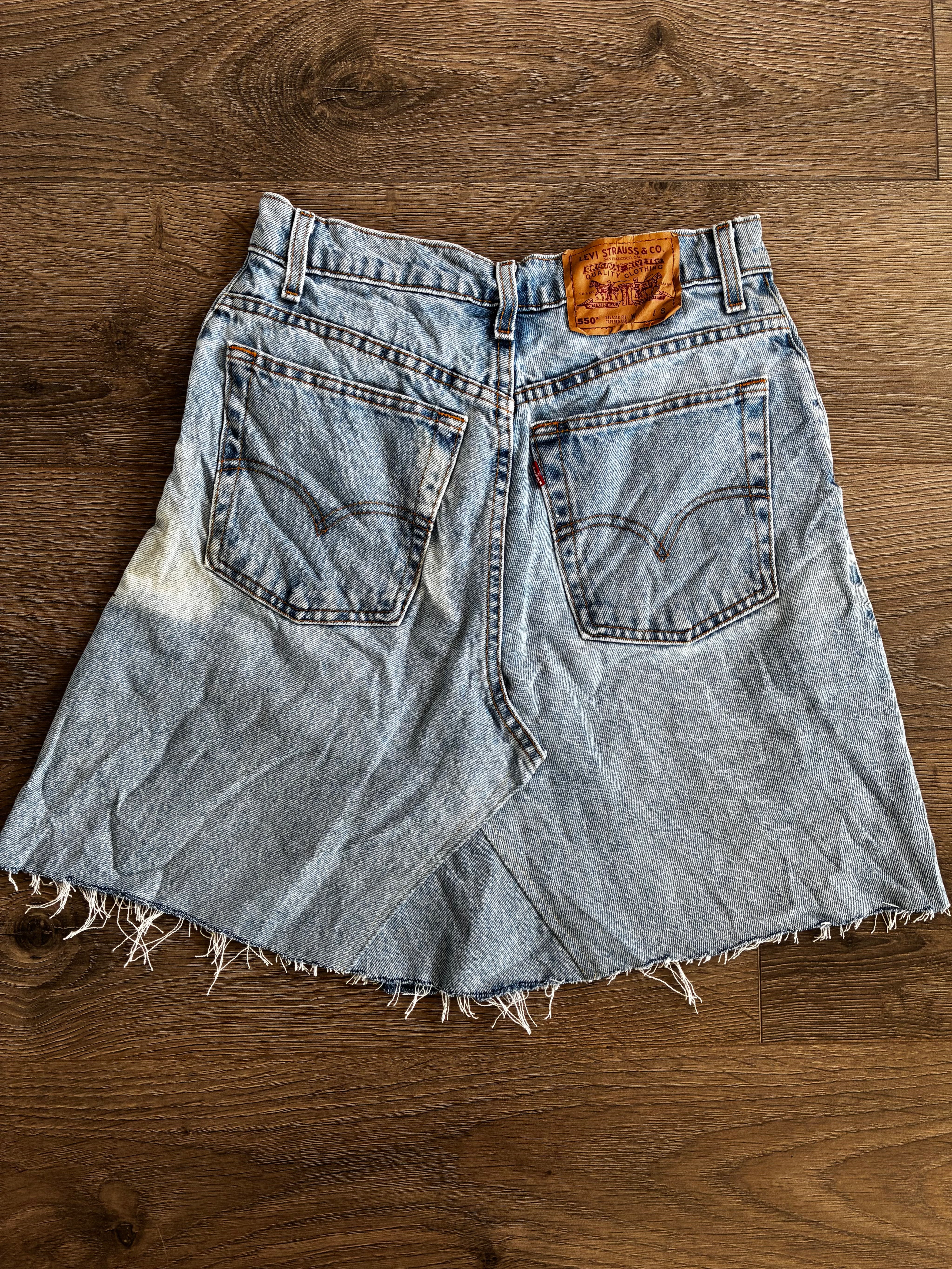 Vintage Up-cycled Levi's 550 Skirt, Light Blue, Size 10