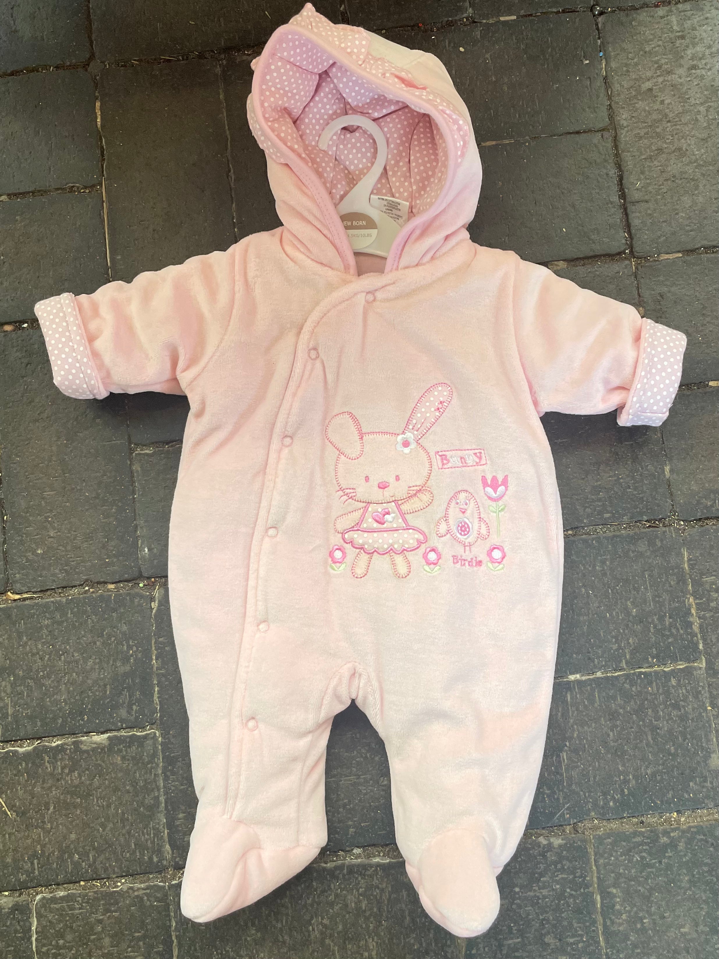 Pink padded bunny sleepsuit (newborn)