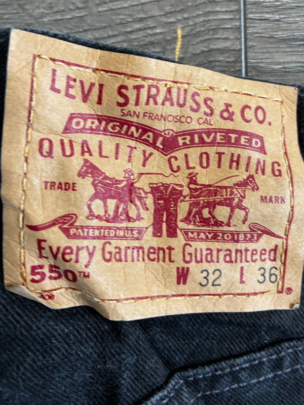 Vintage Levi's 550, Black, Label - W32, L36 Actual Size - W31, L37