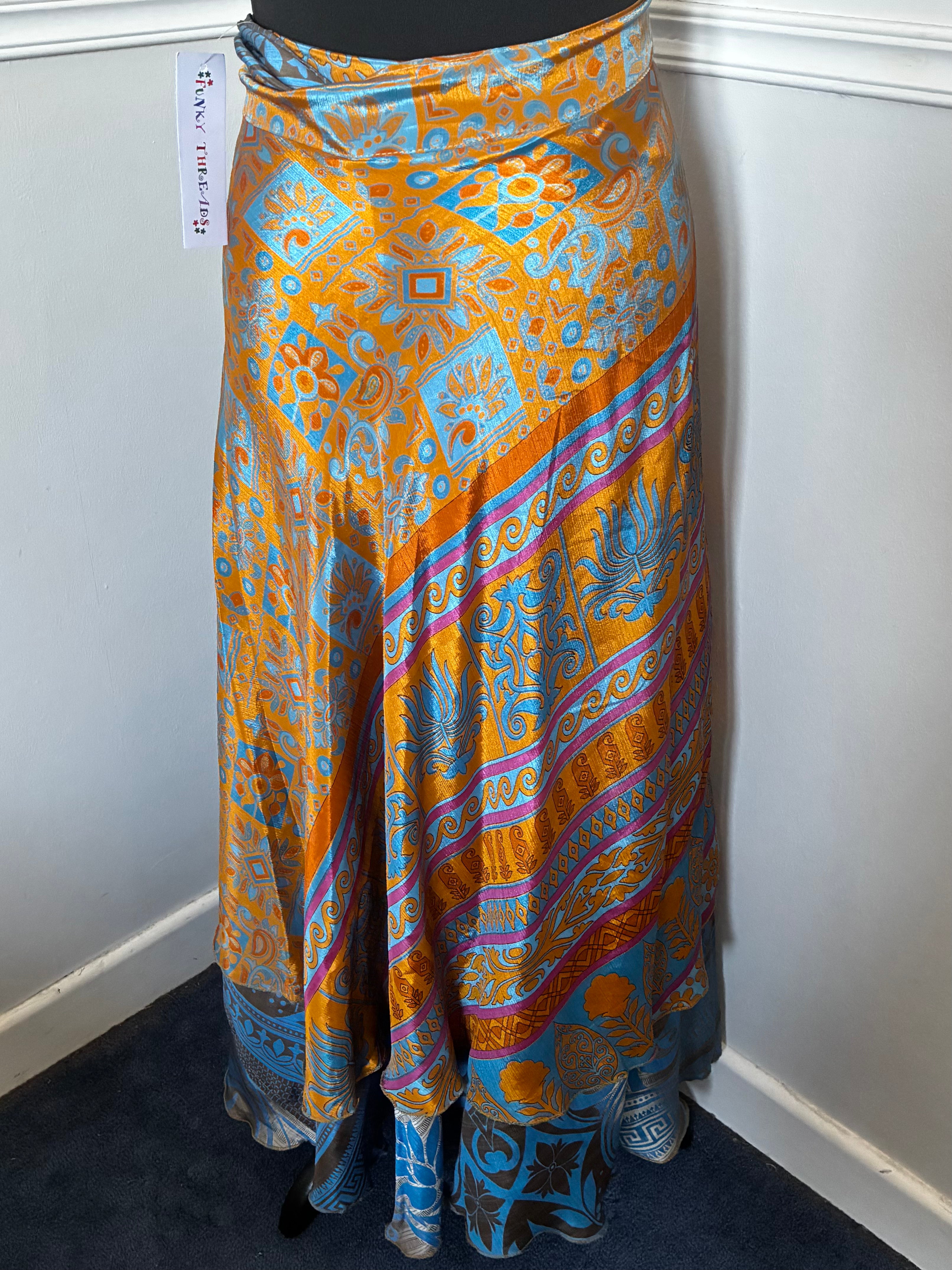 Recycled Saree Reversible Wrap Skirt