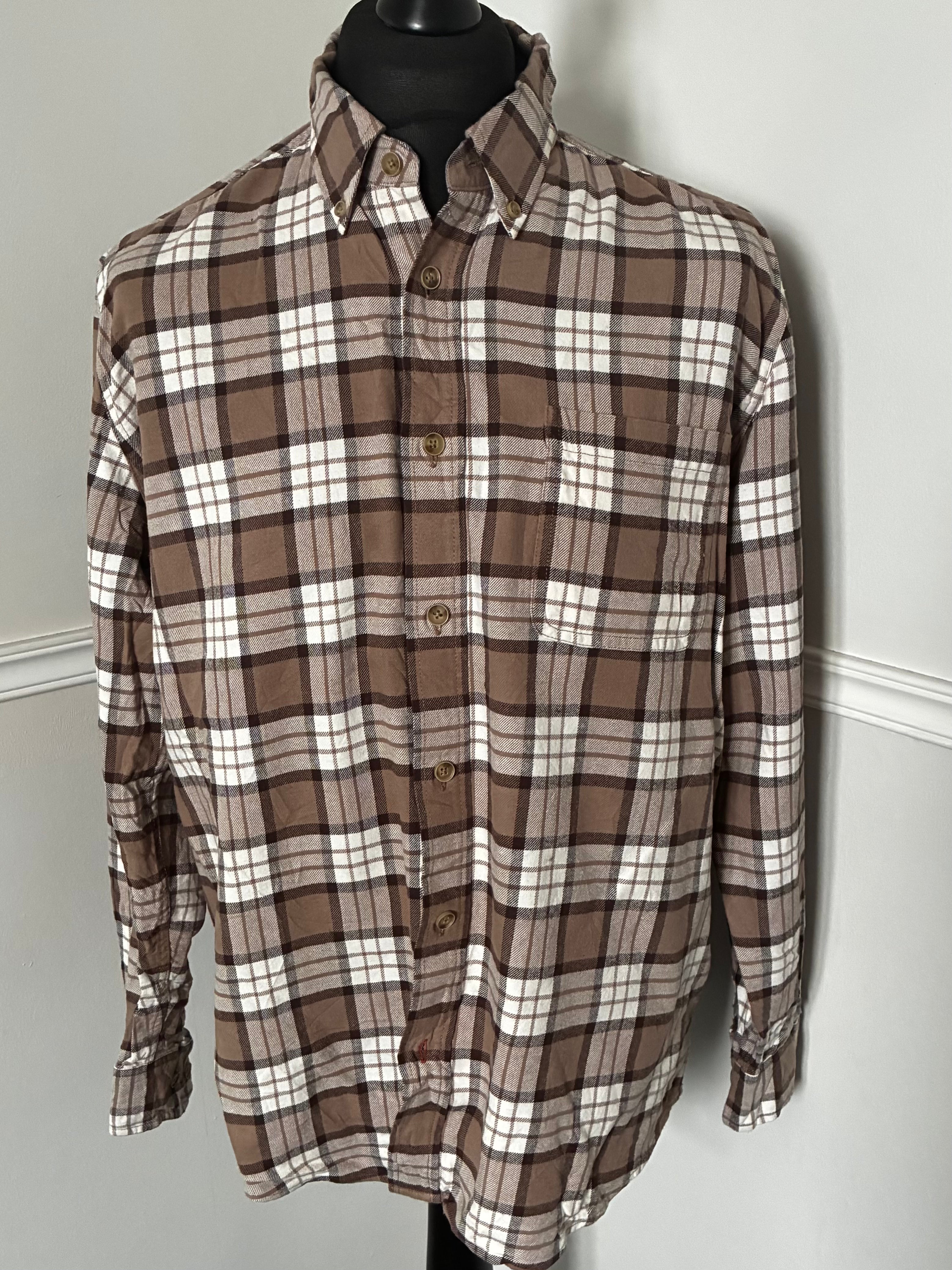Thin Beige Checked Flannel, 48" chest
