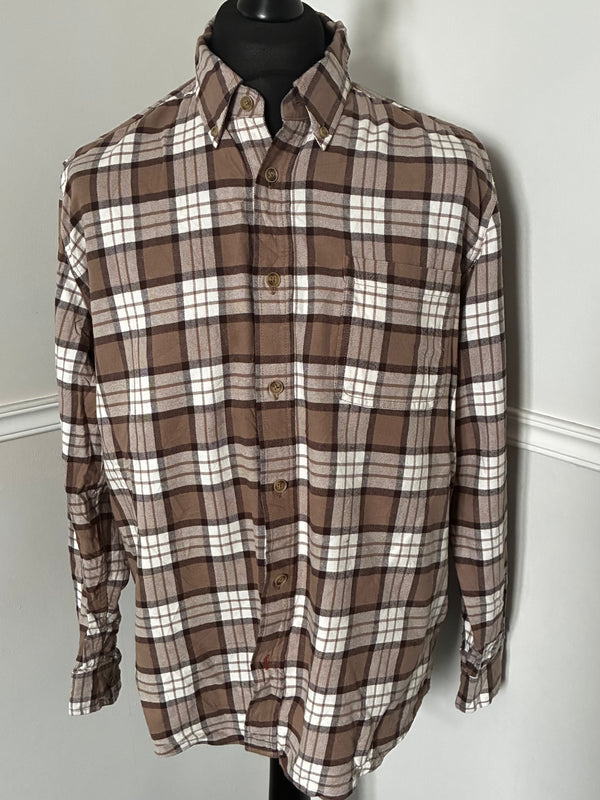 Thin Beige Checked Flannel, 48" chest