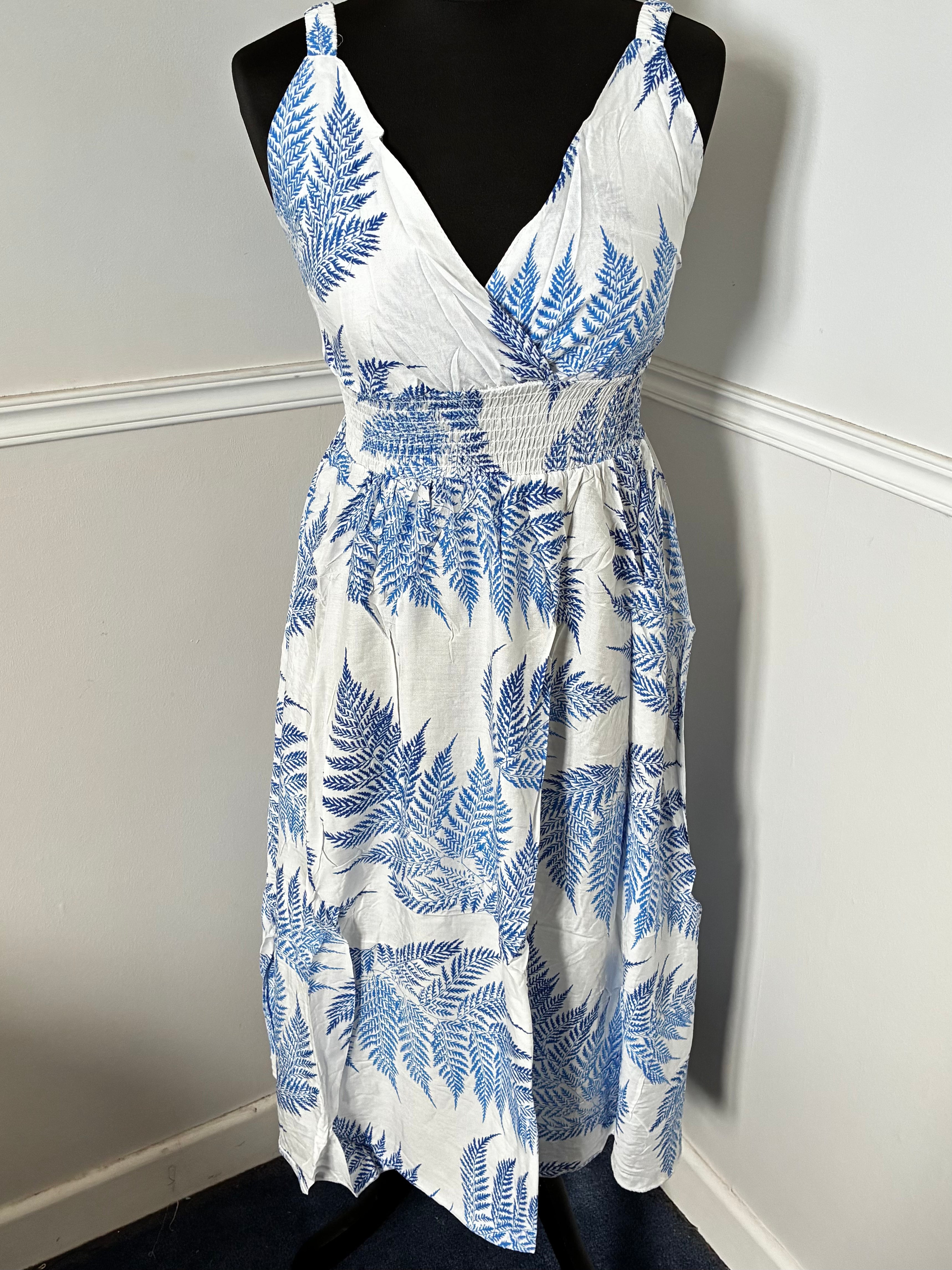 Blue/White Leaf Dress