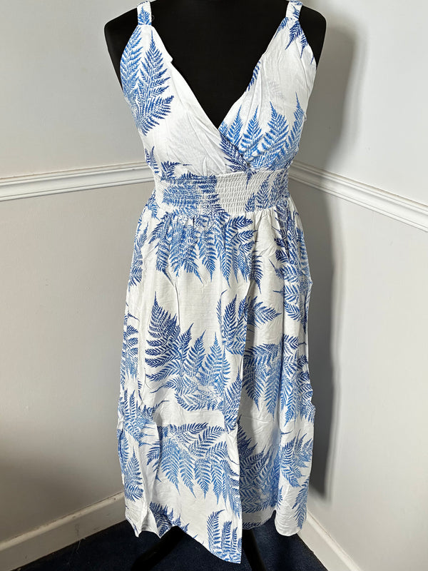 Blue/White Leaf Dress