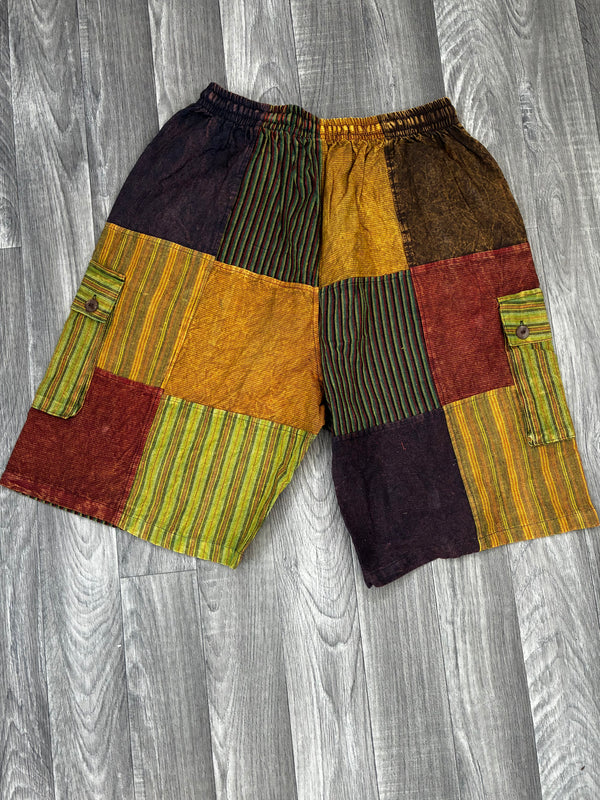 Multi Patchwork Cargo Shorts, L/XL