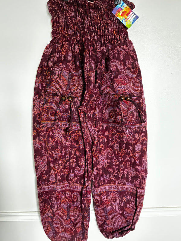 Fluffy Burgundy Paisley Cashmelon Trousers, 26-48" Waist