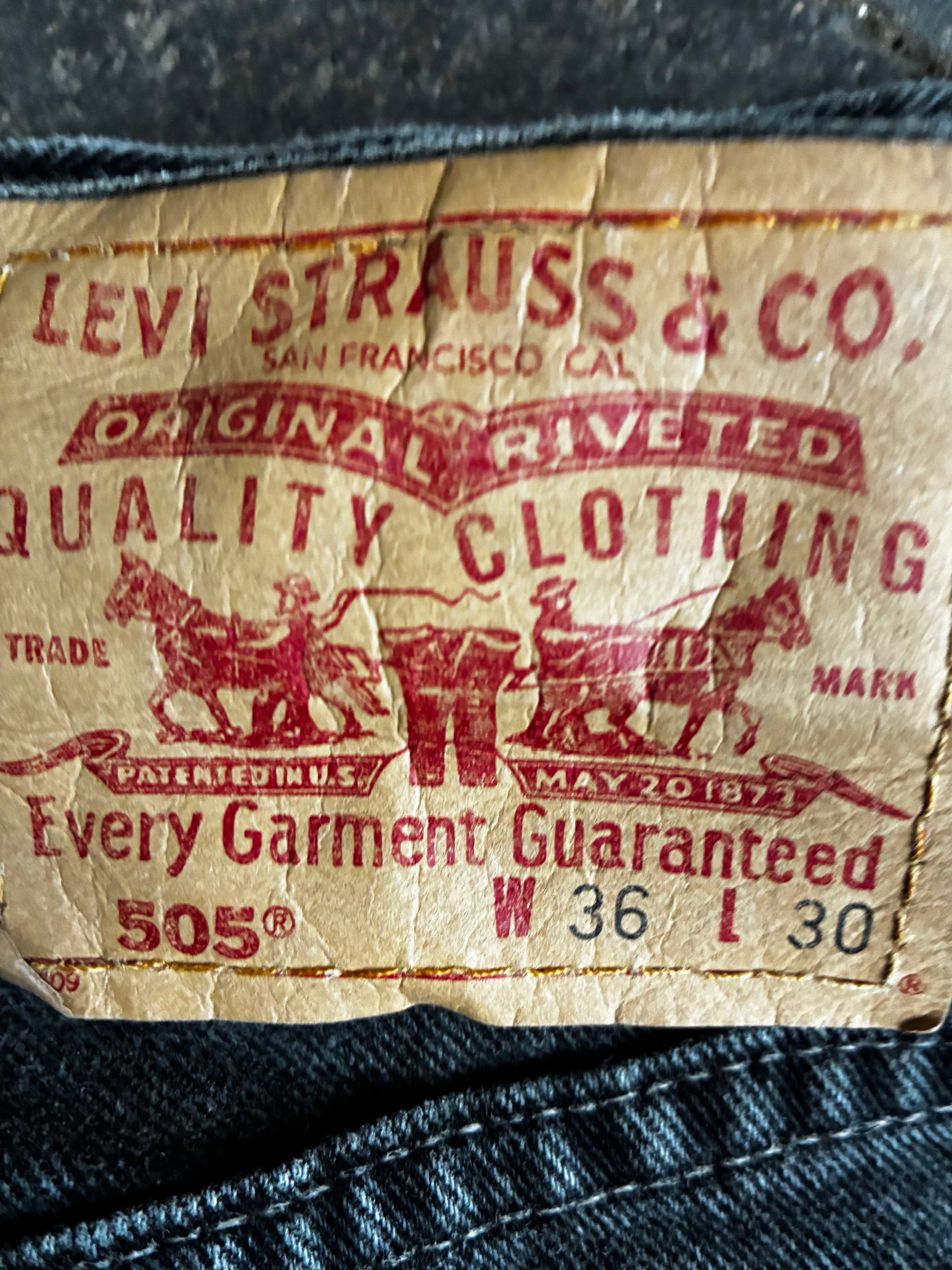 Vintage Levi's 505, Black, Label - W36, L30, Actual Size - W37, L30