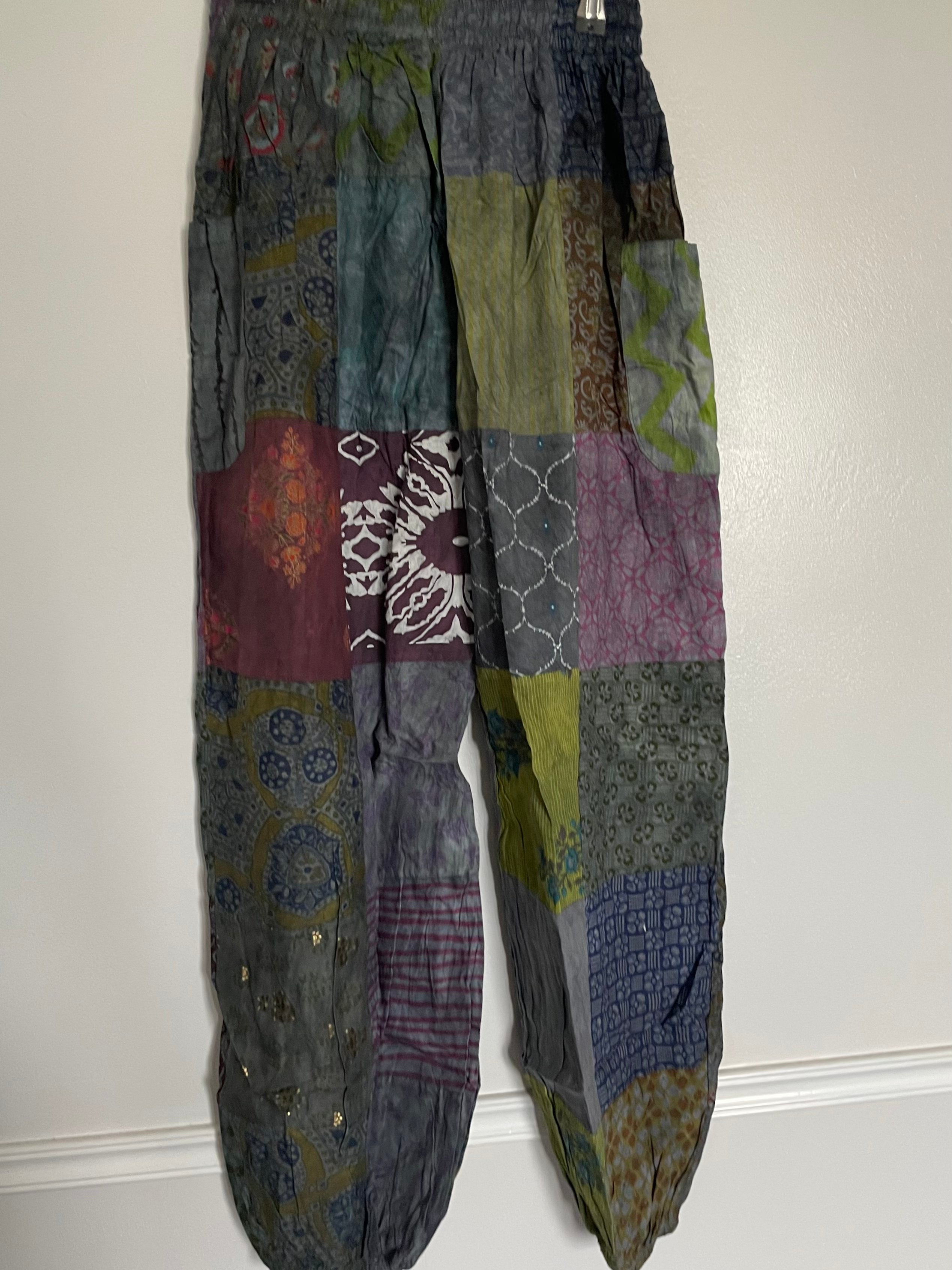 Grey Patchwork Harem Trousers