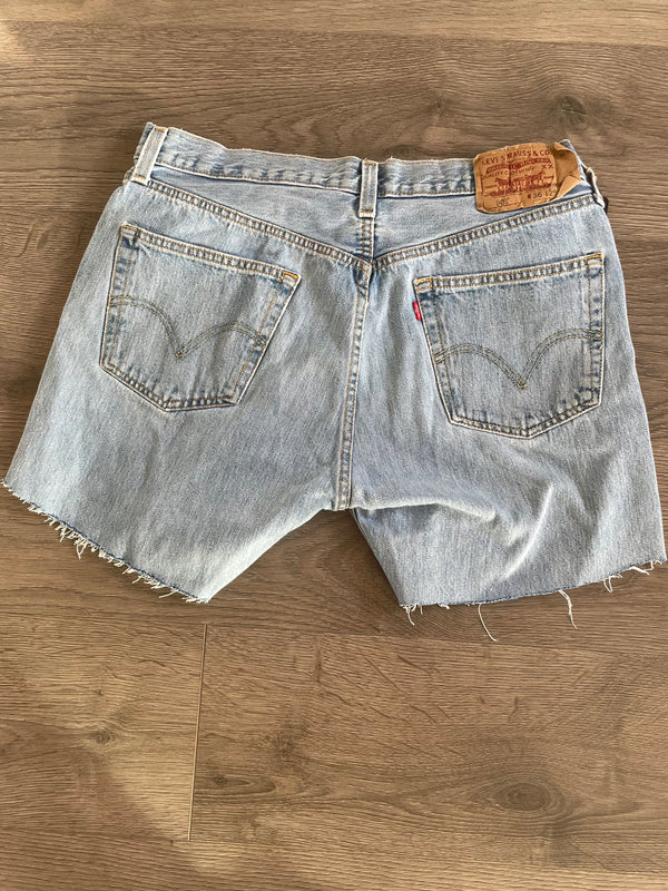 Vintage Up-cycled Levi's 501 Shorts, Light Blue, W35 L5.5