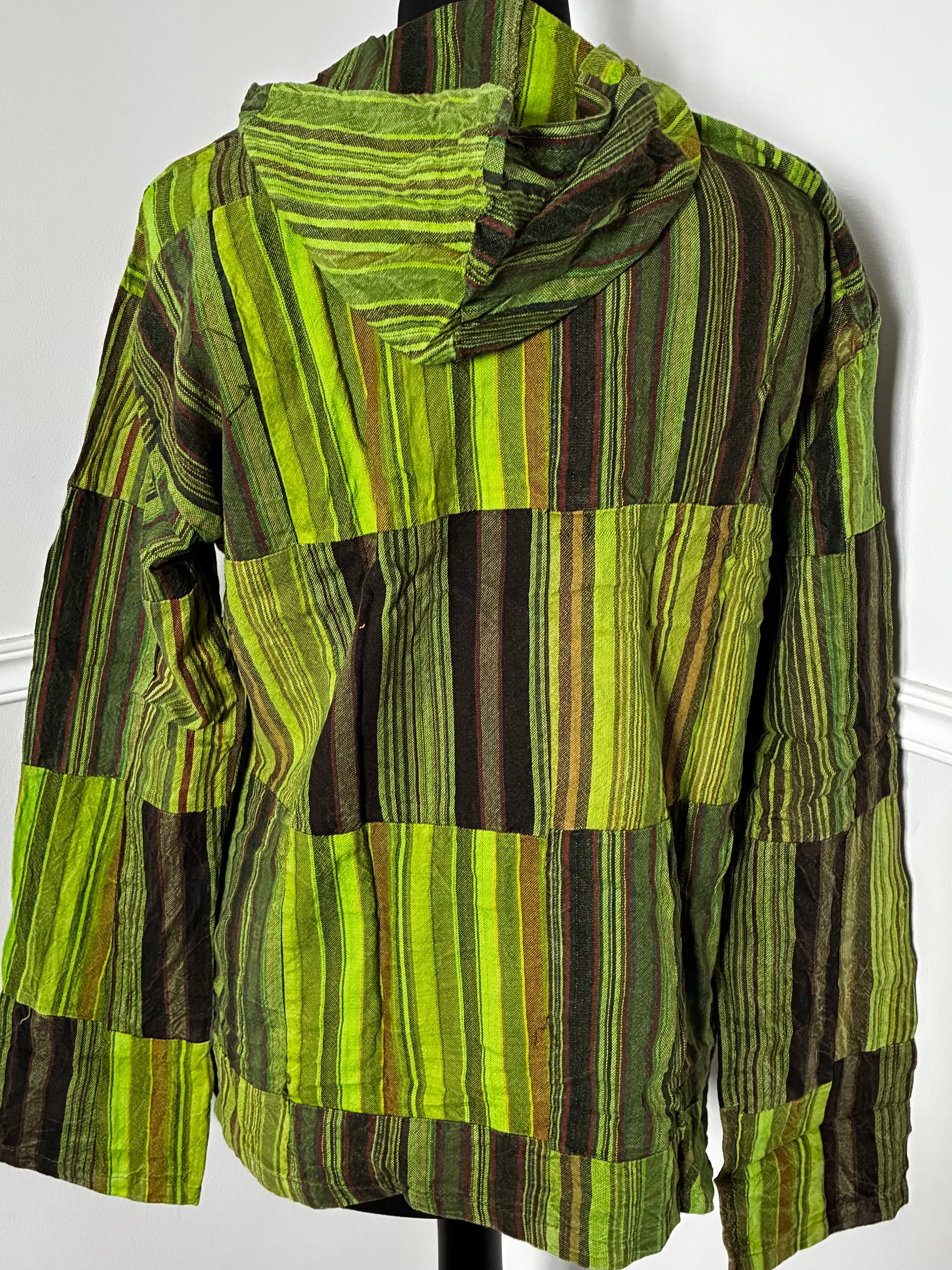Patchwork Seersucket Shirt, M