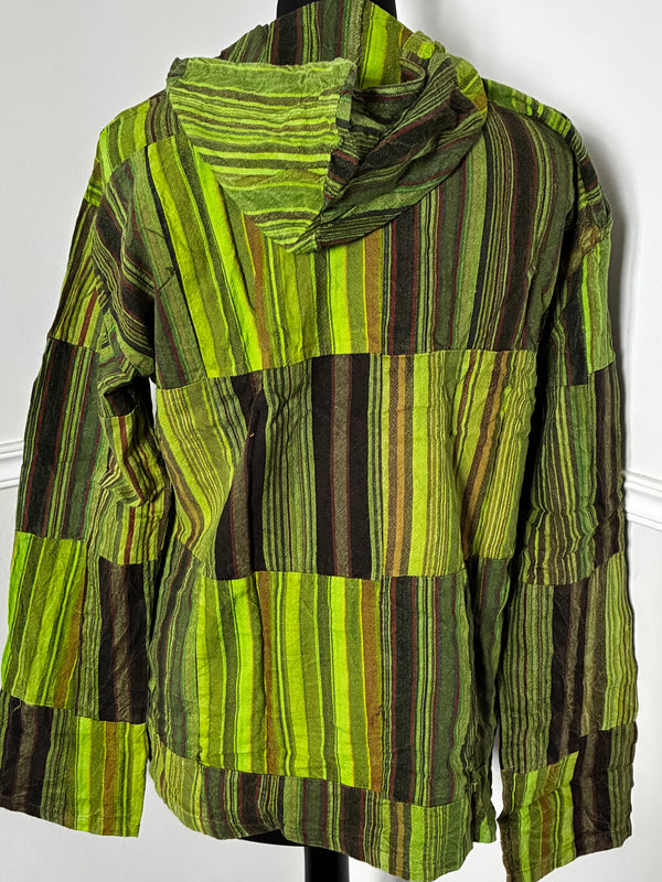 Patchwork Seersucket Shirt, M