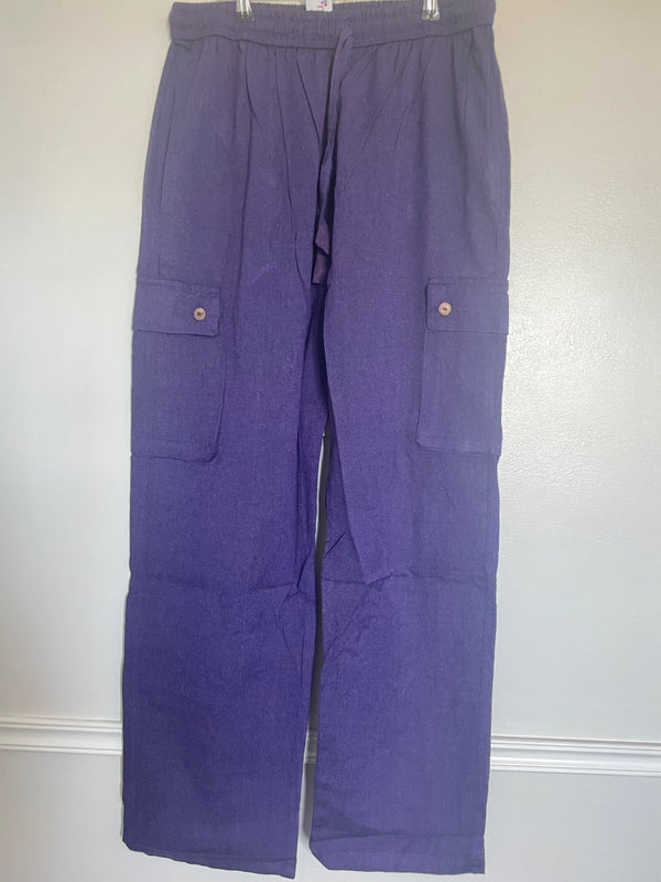 Purple Cotton Cargo Trousers, XL