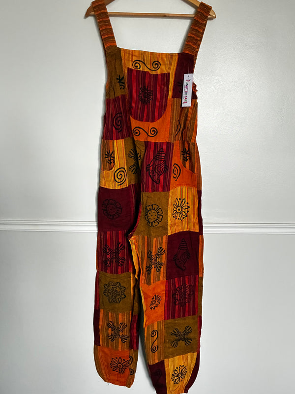 Orange/Red Patch Dungarees, one size