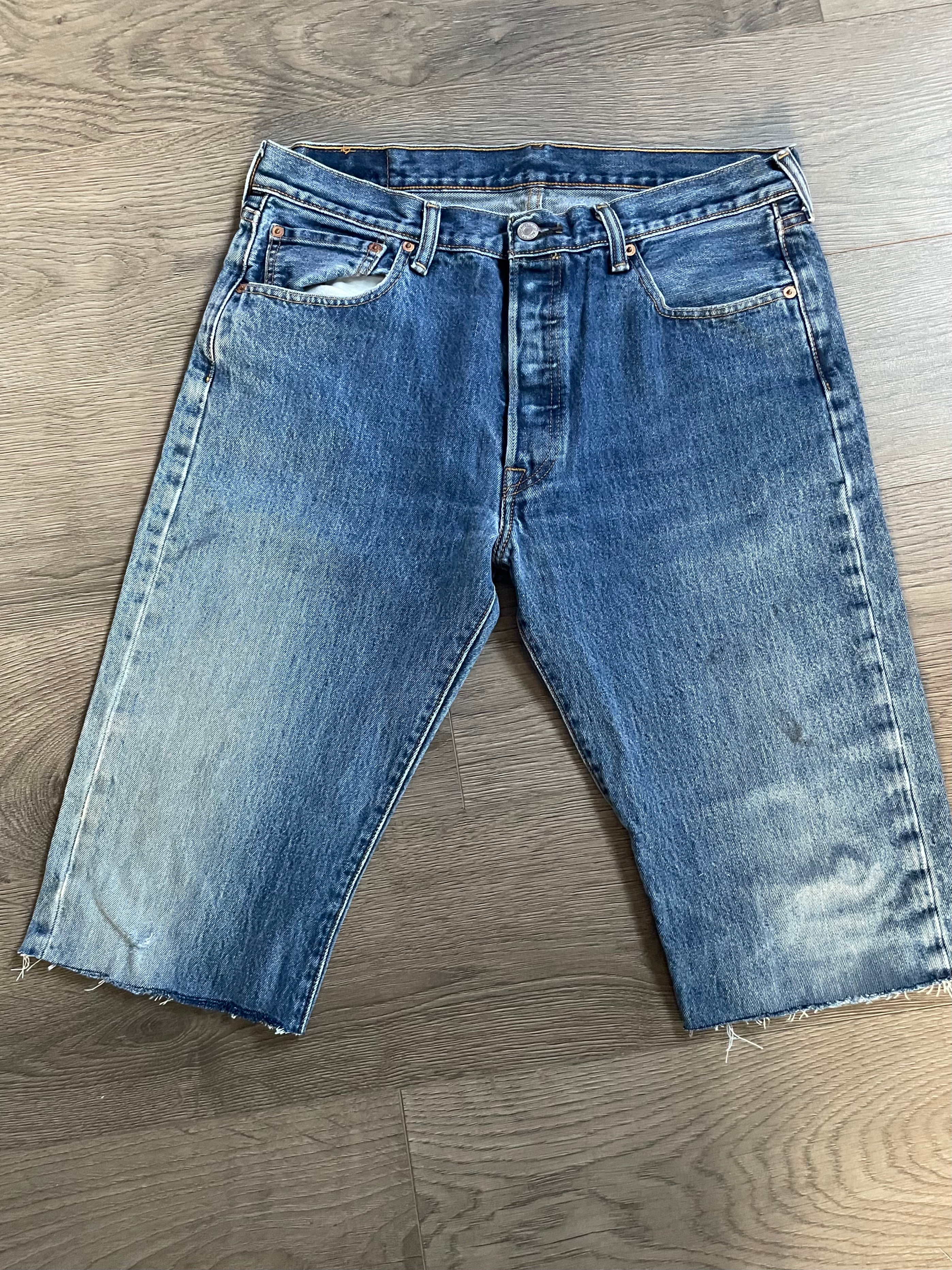 Vintage Up-cycled Levi's 501 Shorts, Blue, W36 L16