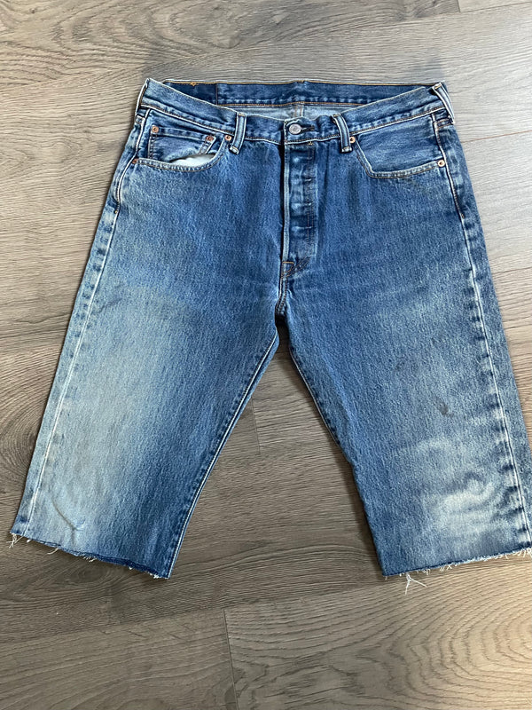 Vintage Up-cycled Levi's 501 Shorts, Blue, W36 L16