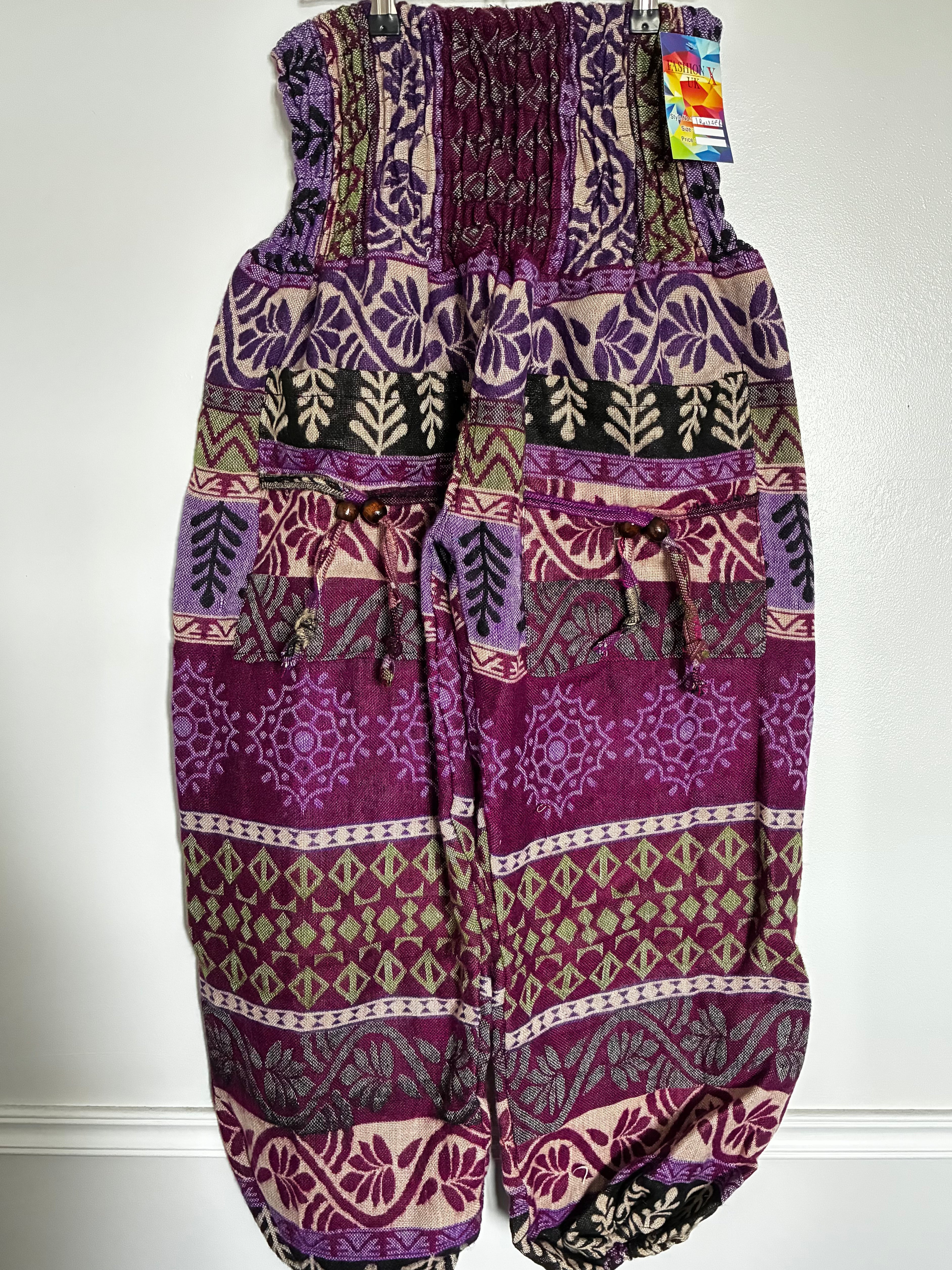 Fluffy Purple Stripes Cashmelon Trousers, 25-46" Waist