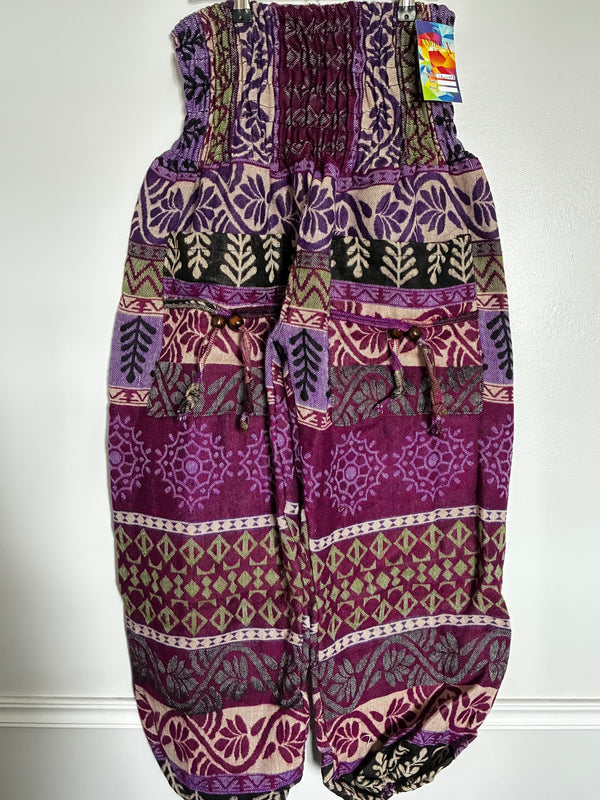 Fluffy Purple Stripes Cashmelon Trousers, 25-46" Waist