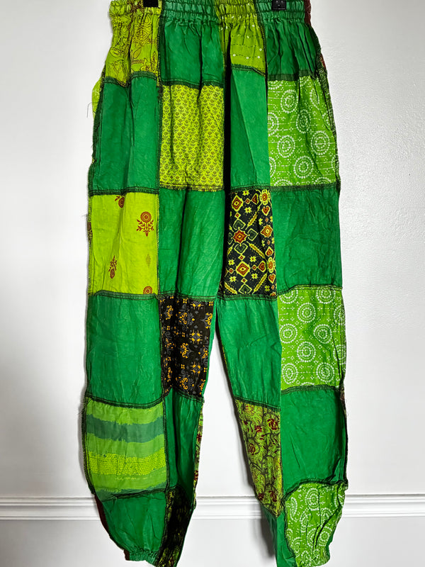 Green Patchwork Overlock Trousers